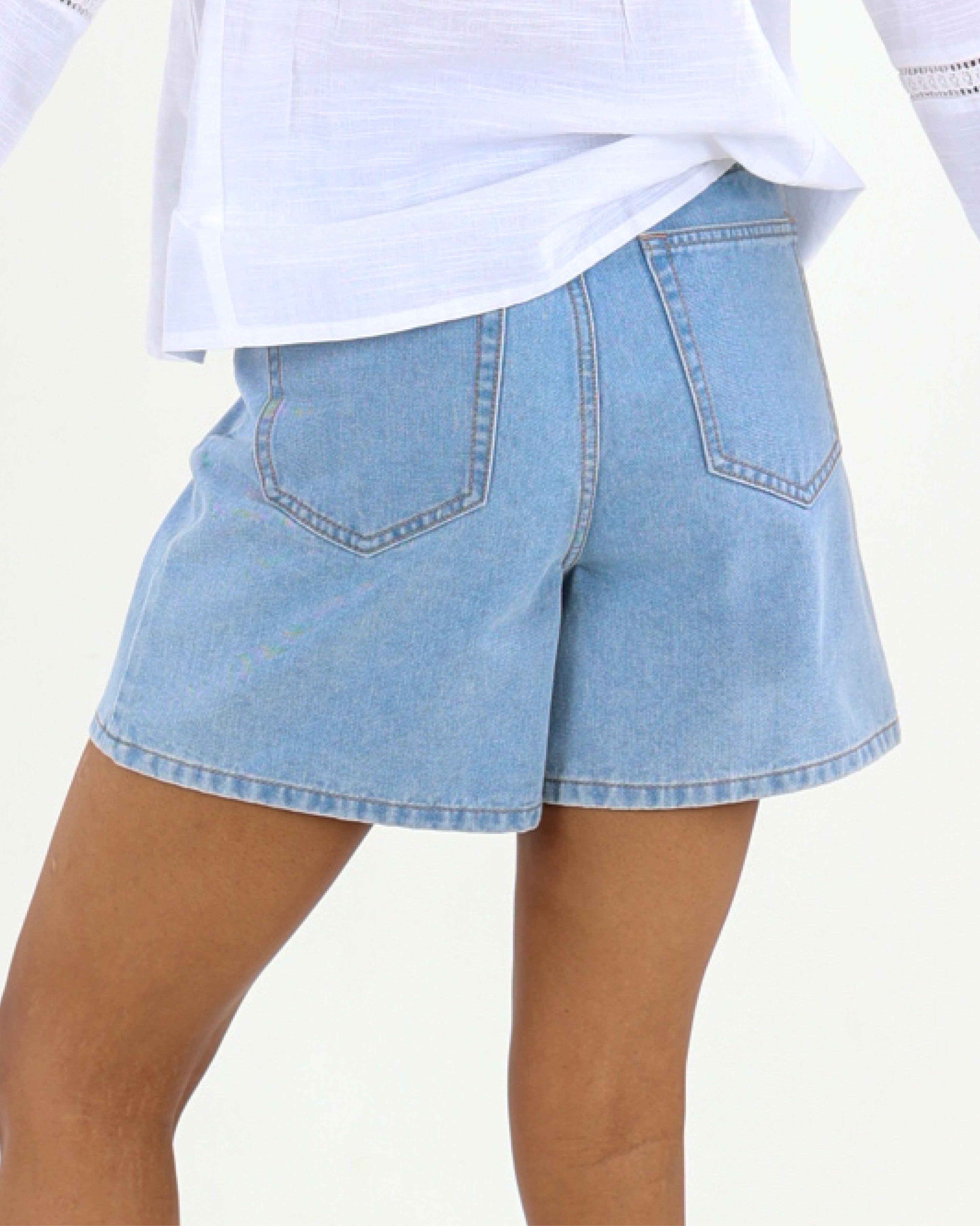 Rigid Denim Light Blue Shorts