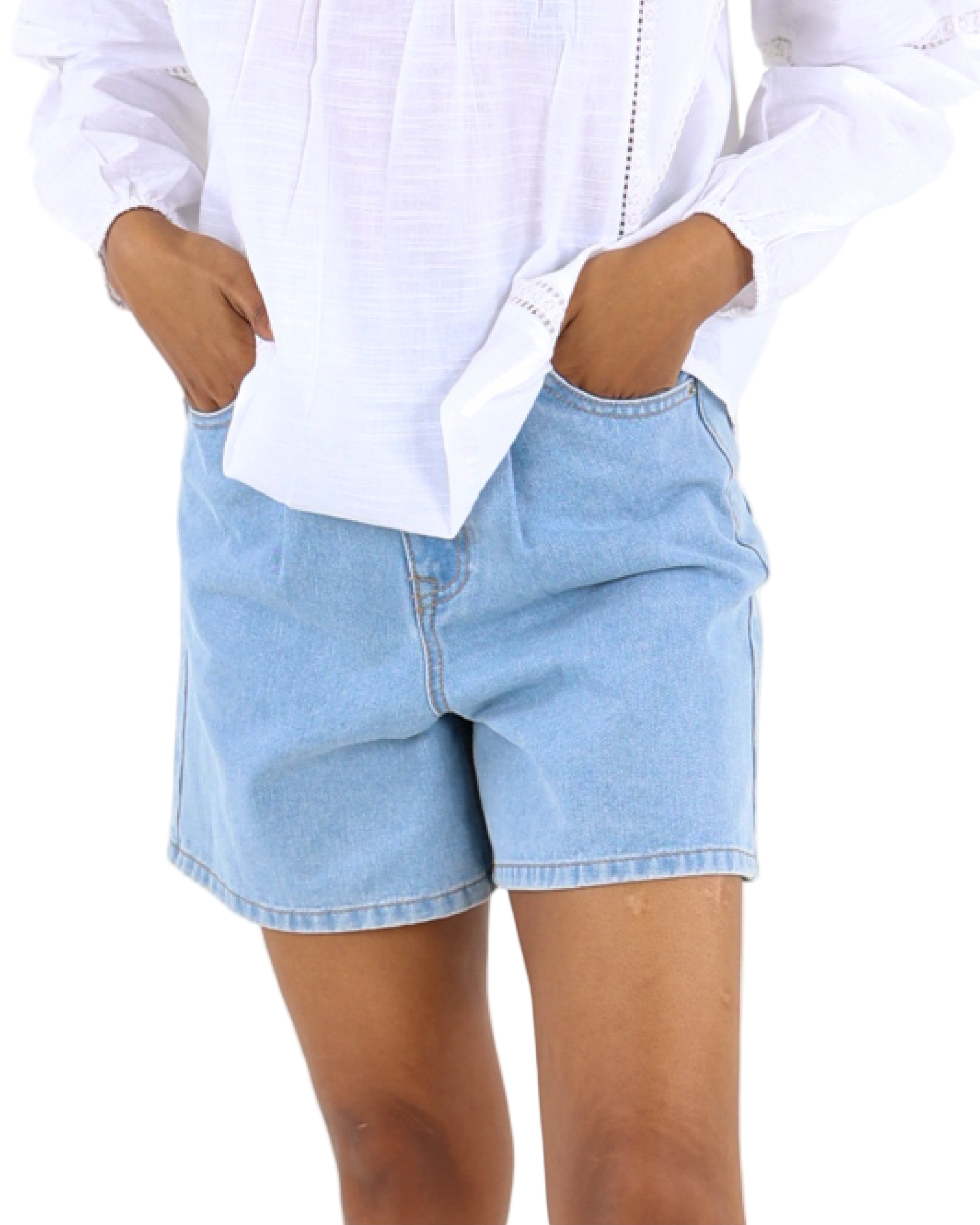 Rigid Denim Light Blue Shorts