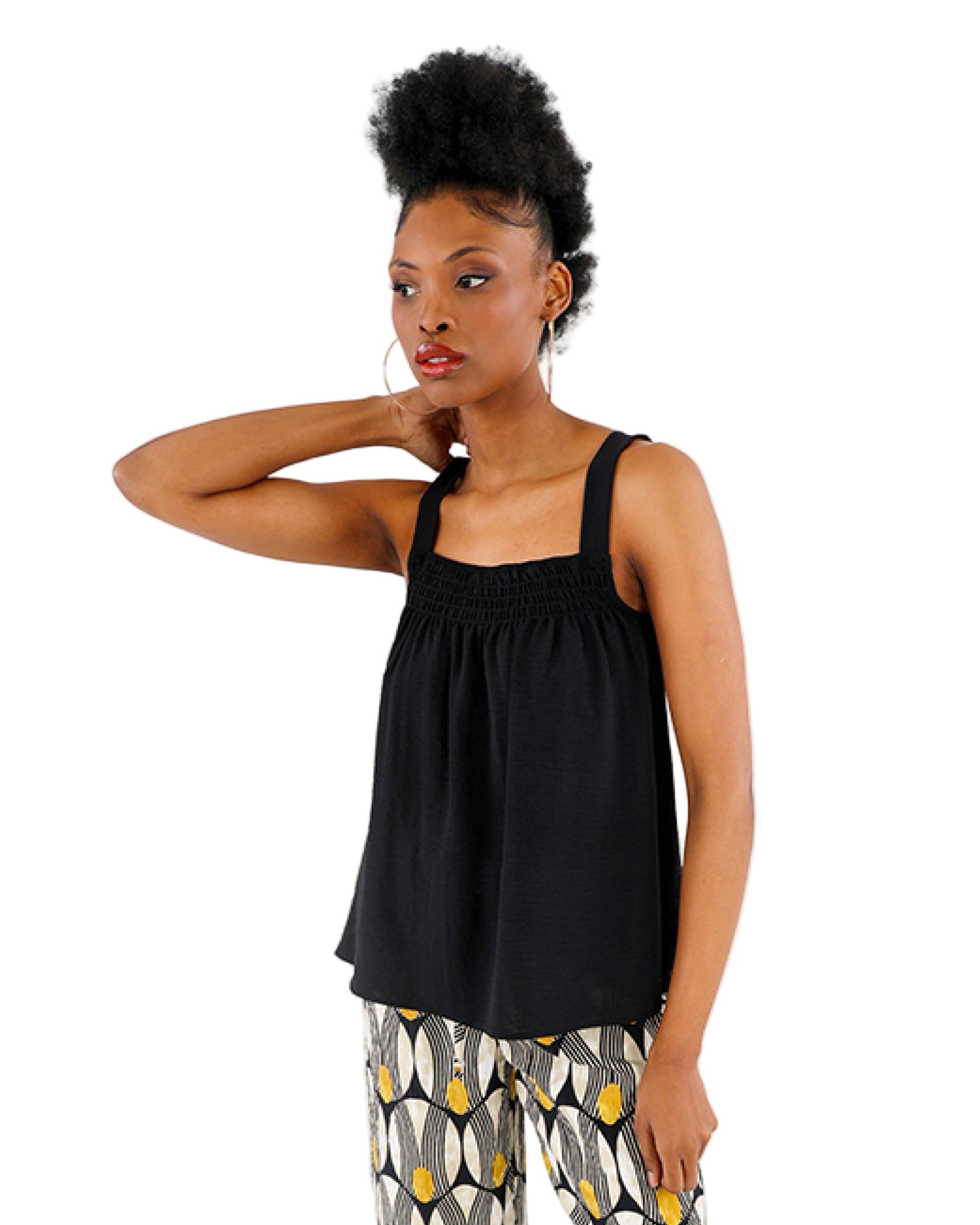 Strappy Smock Detail Swing Top