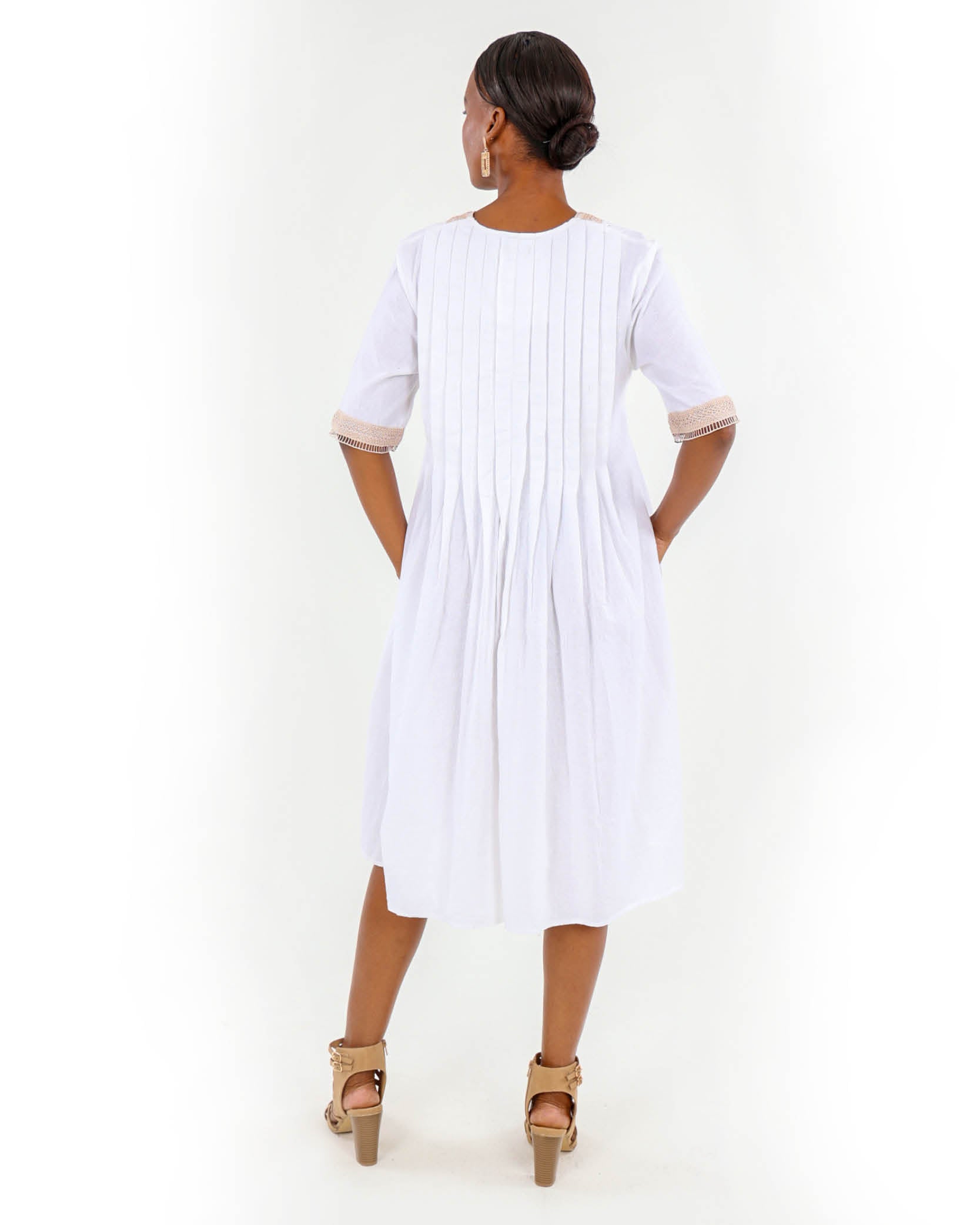 Lace Detail Pintuck Dress