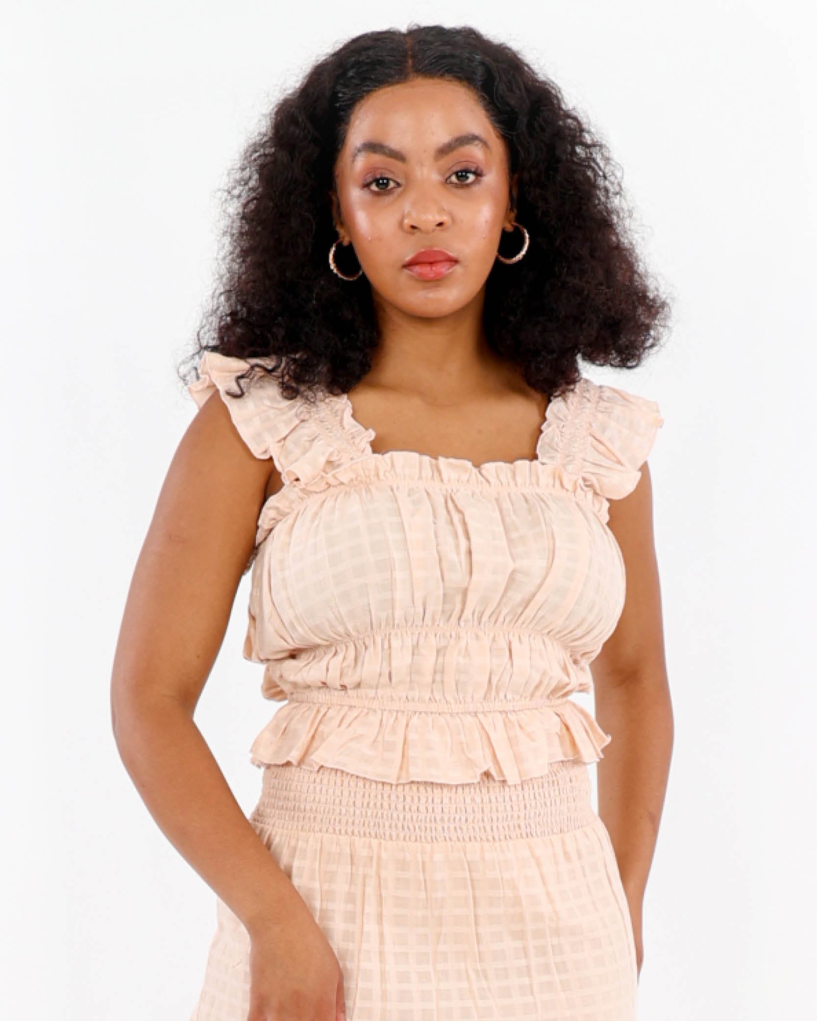 Smocked Ruffle Strap Top