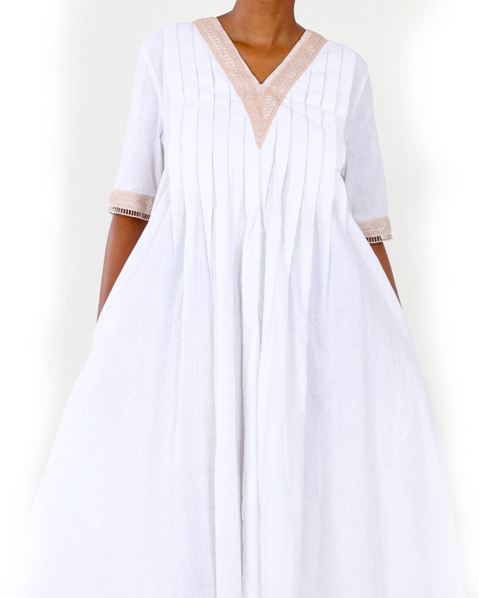 Lace Detail Pintuck Dress
