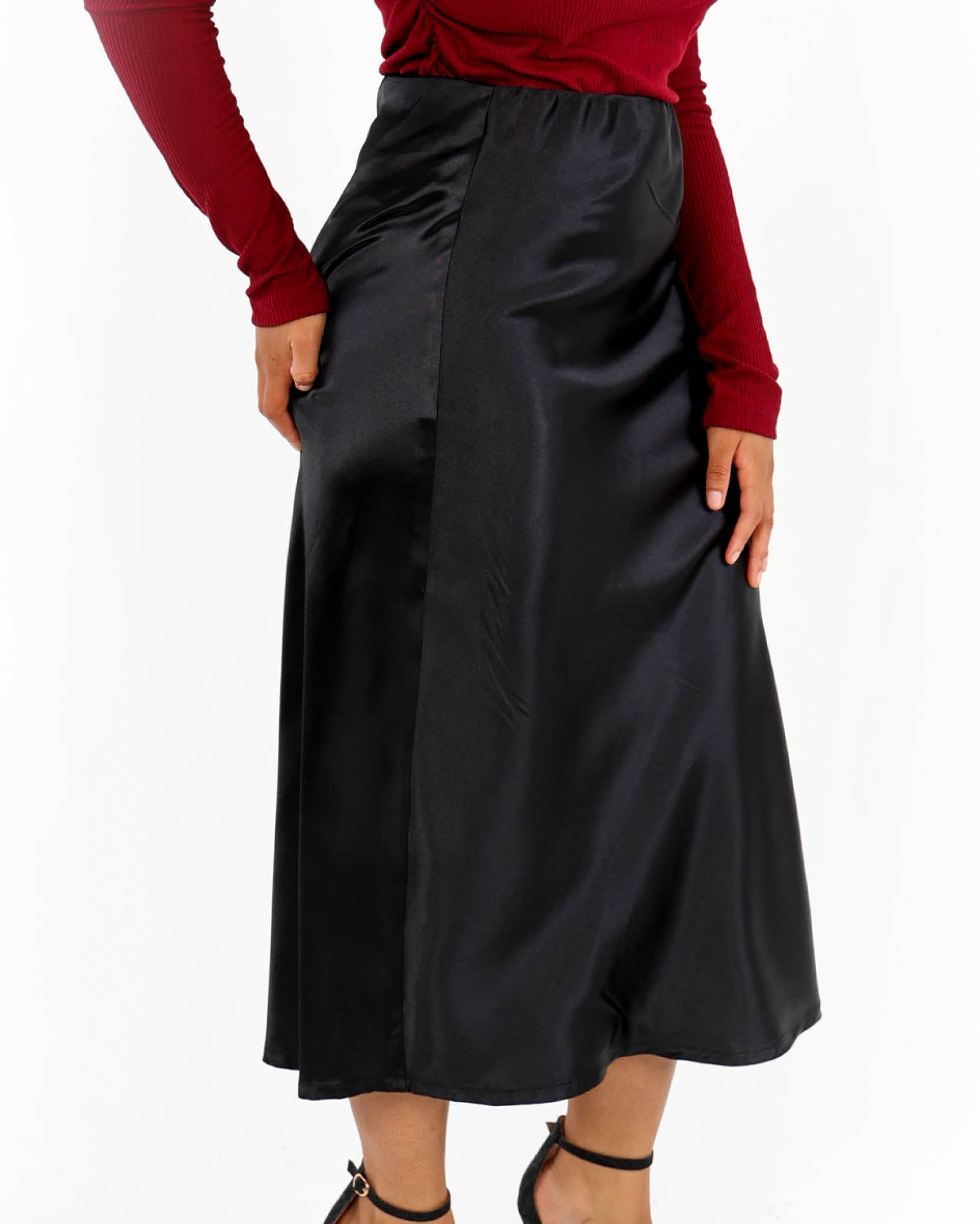 Bias Cut Satin Skirt