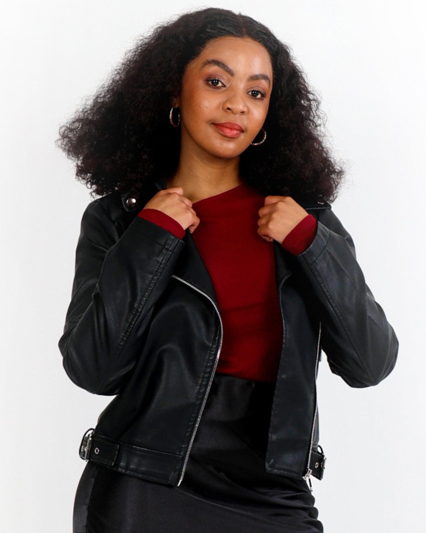 Black Zip Up Biker Jacket