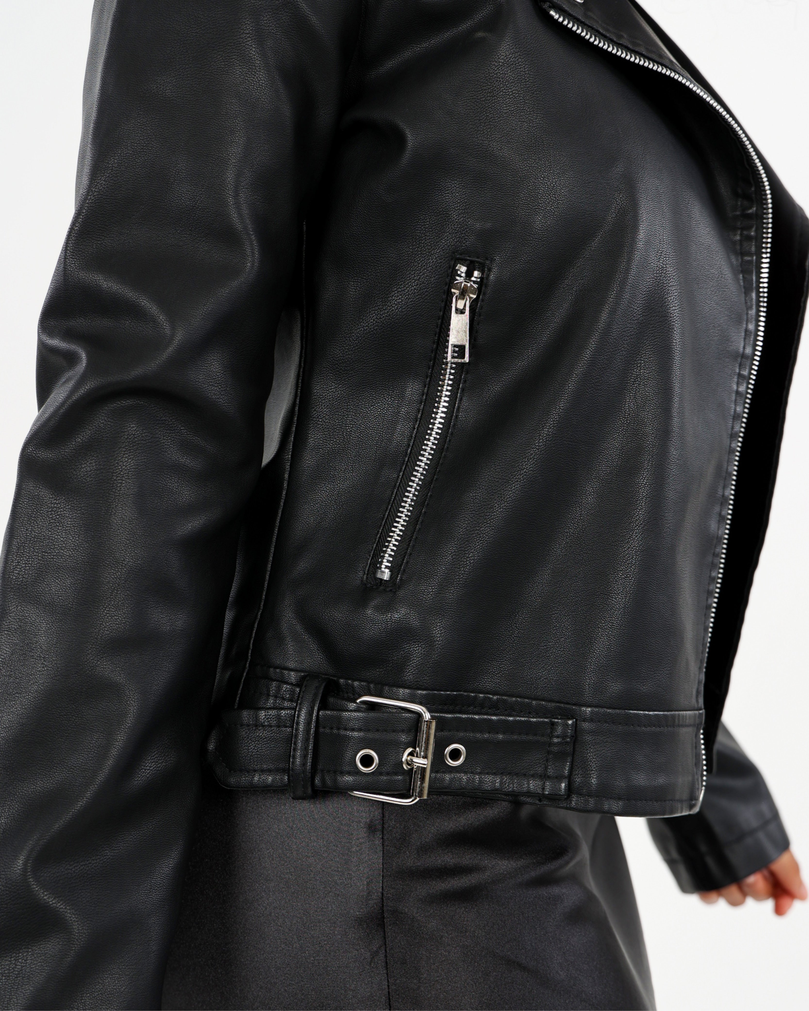 Black Zip Up Biker Jacket