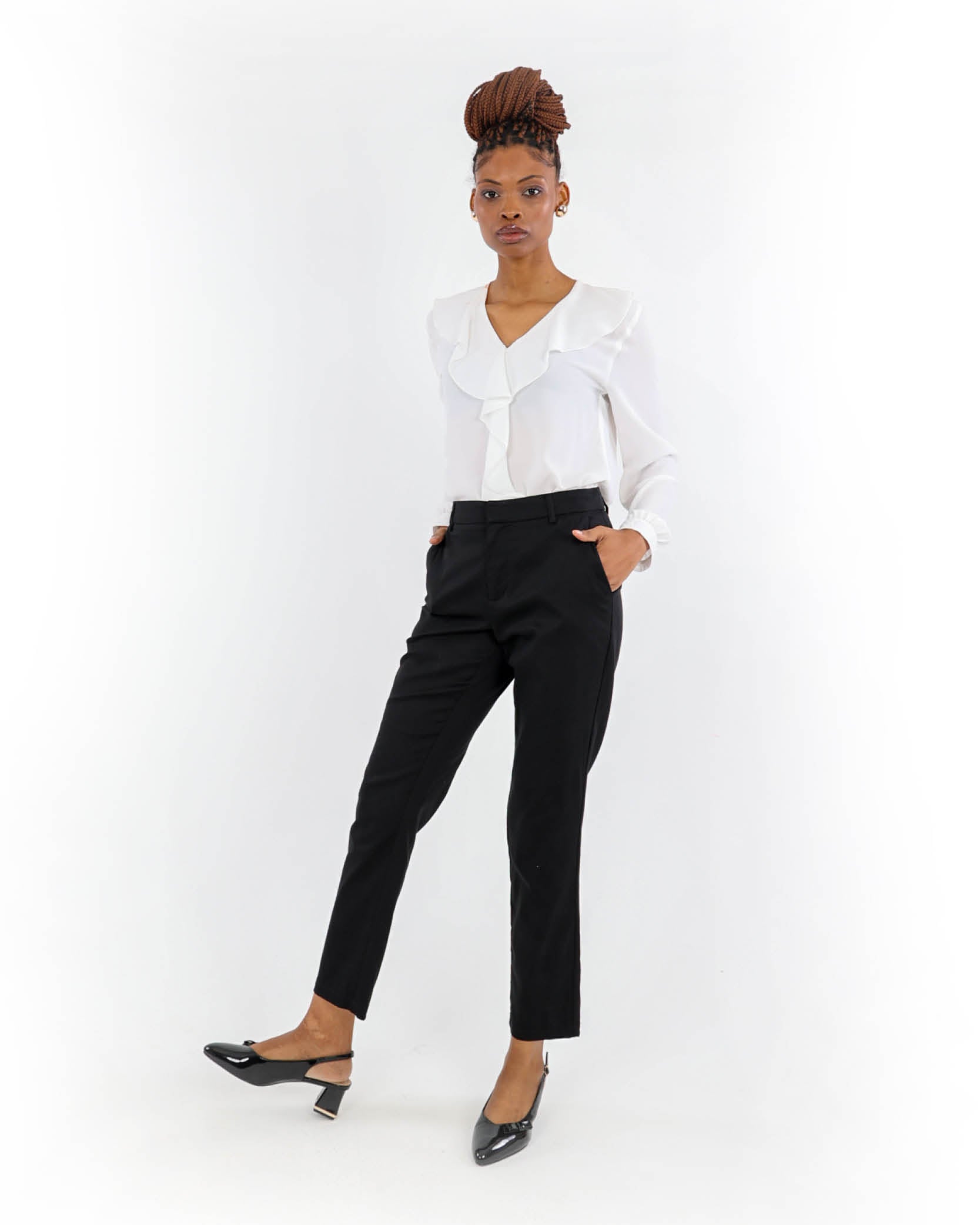 Black Sateen Slim Leg Pants