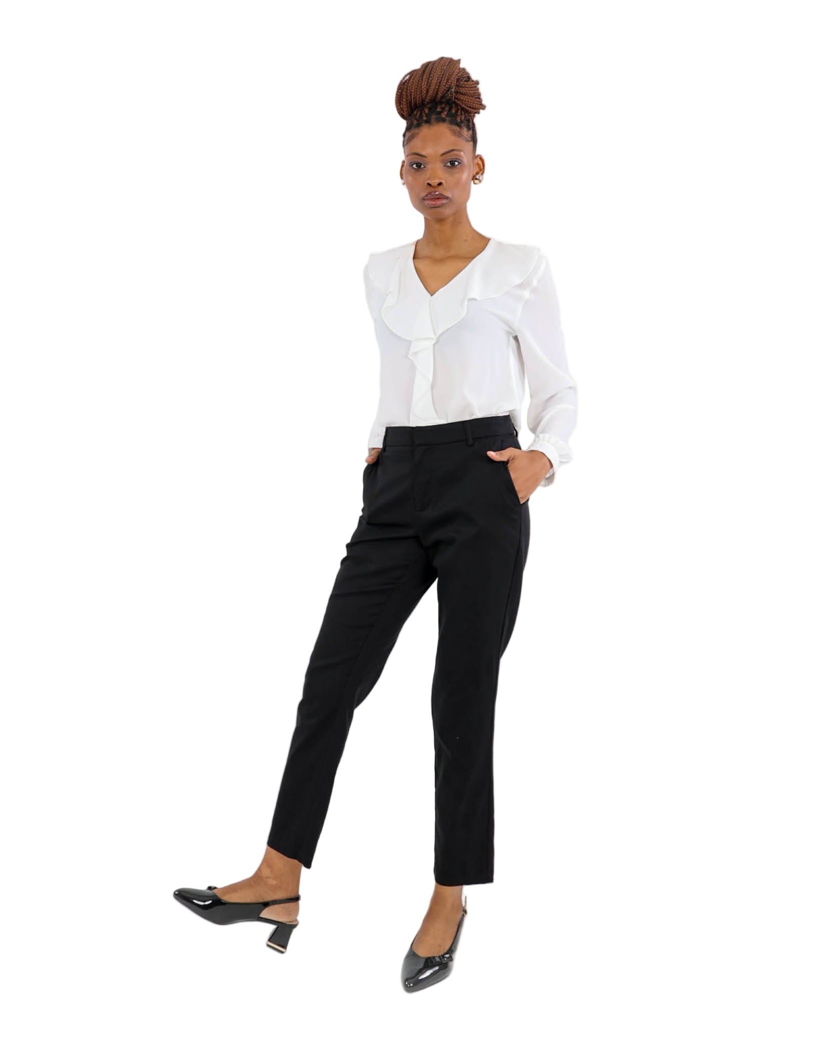 Black Sateen Slim Leg Pants