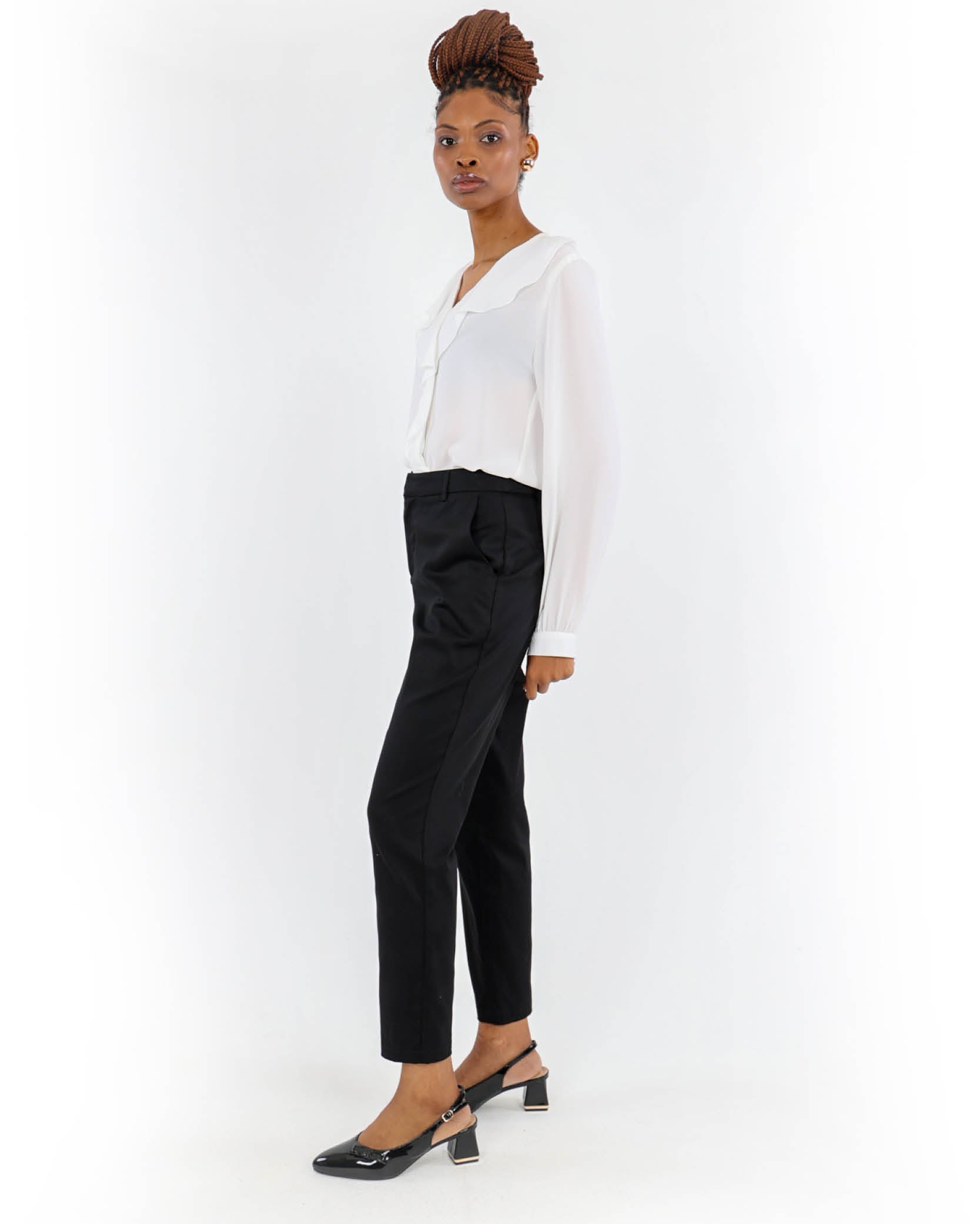 Black Sateen Slim Leg Pants