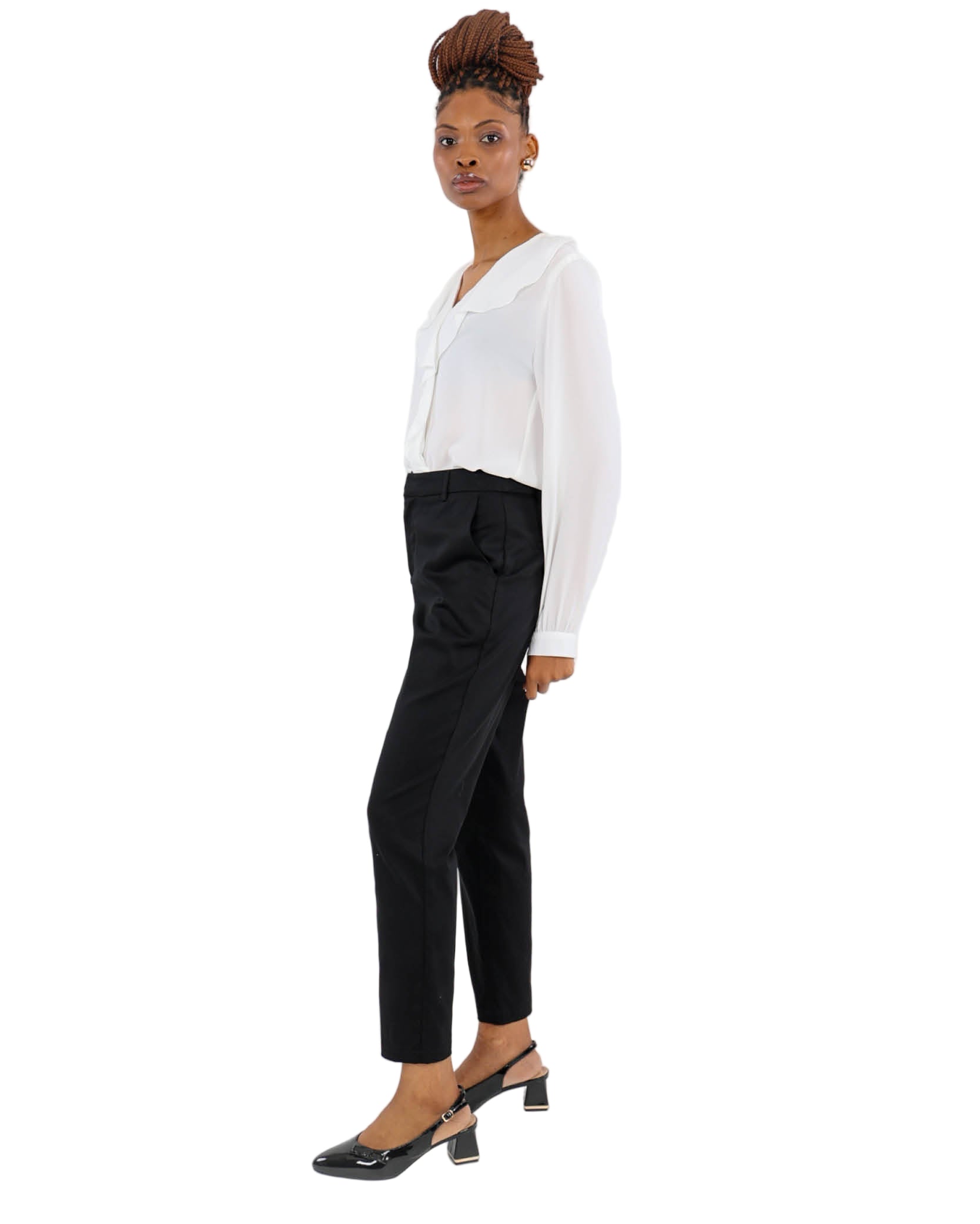 Black Sateen Slim Leg Pants