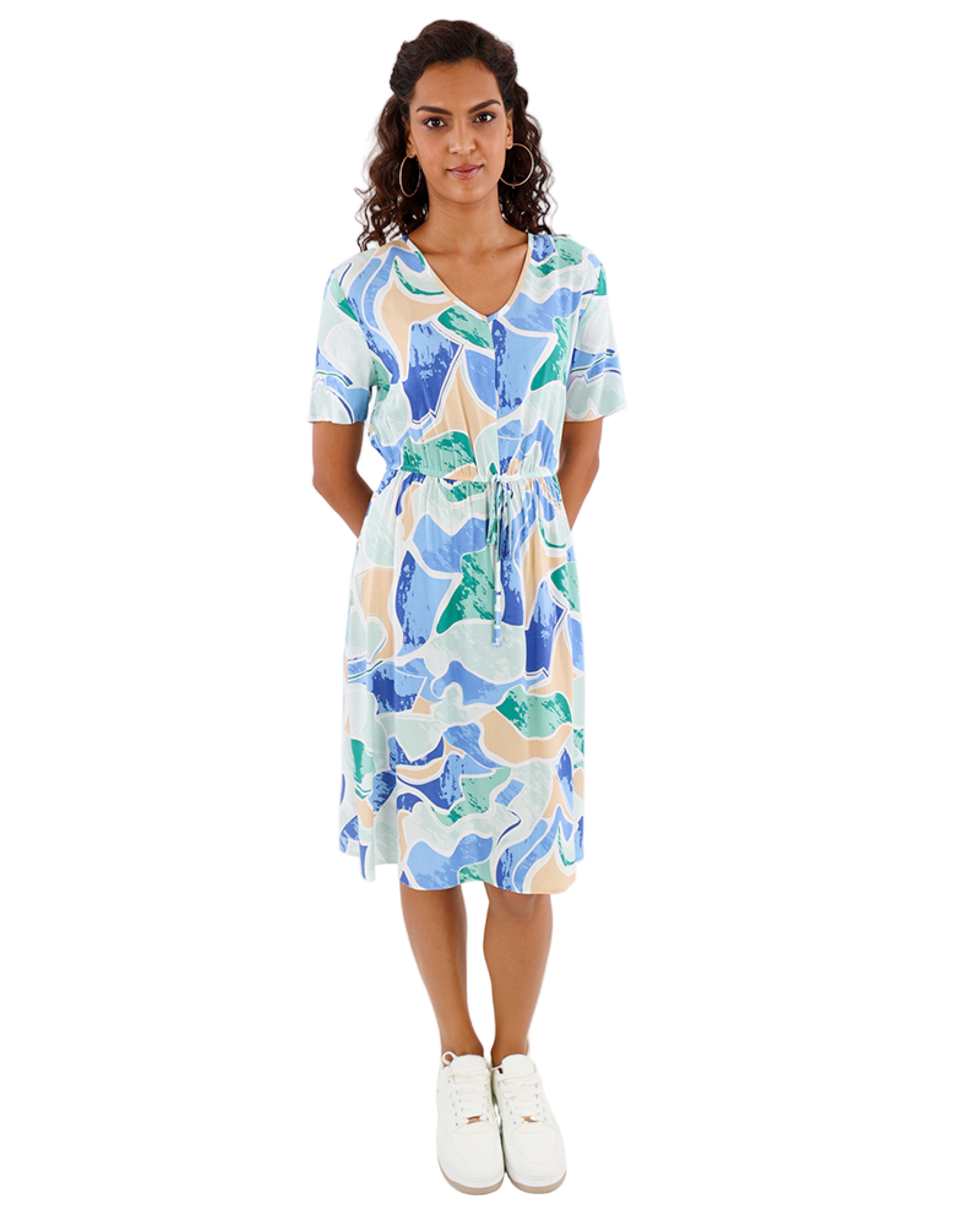 Pastel Watercolour Print Short Sleeve Summer Dress