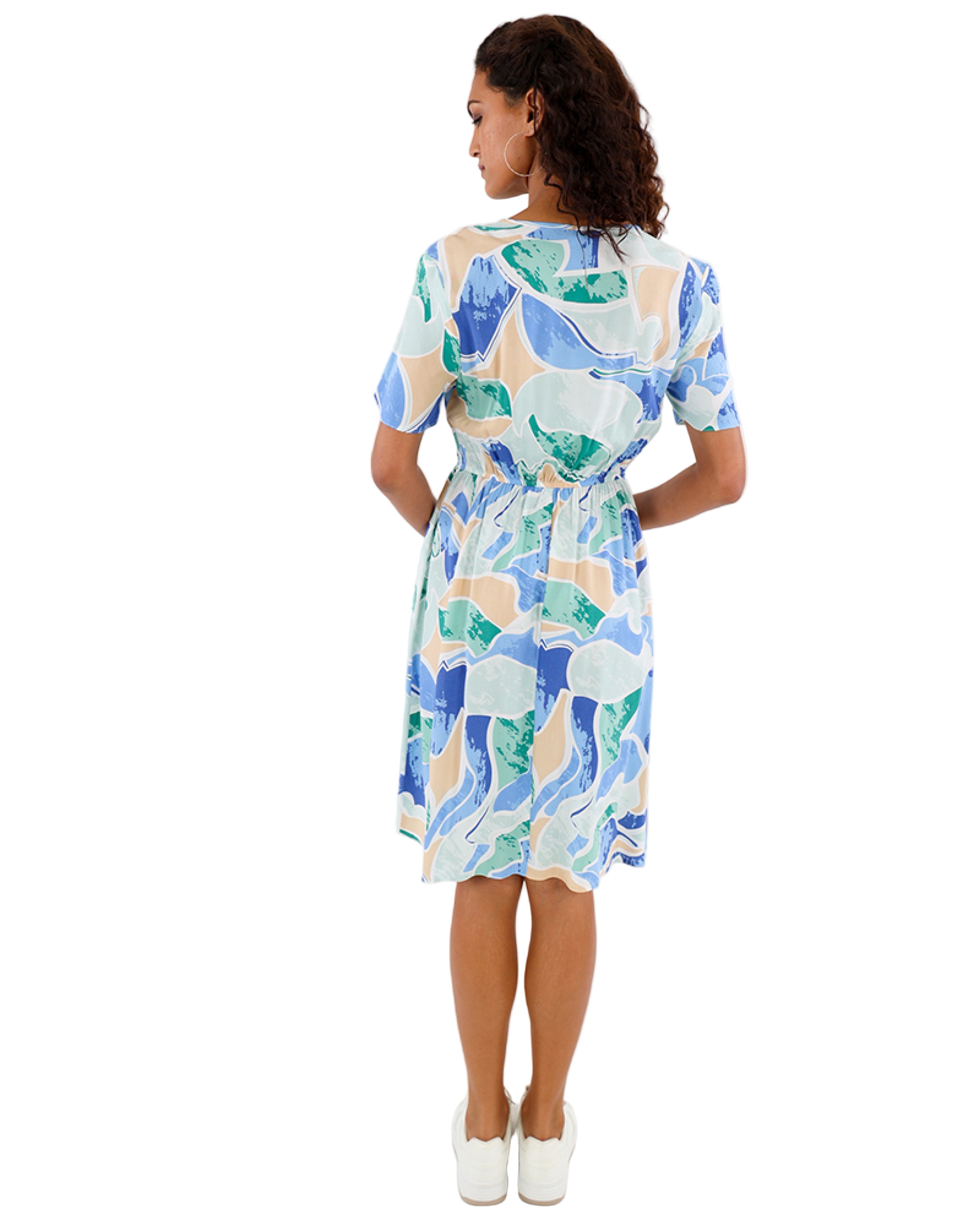 Pastel Watercolour Print Short Sleeve Summer Dress