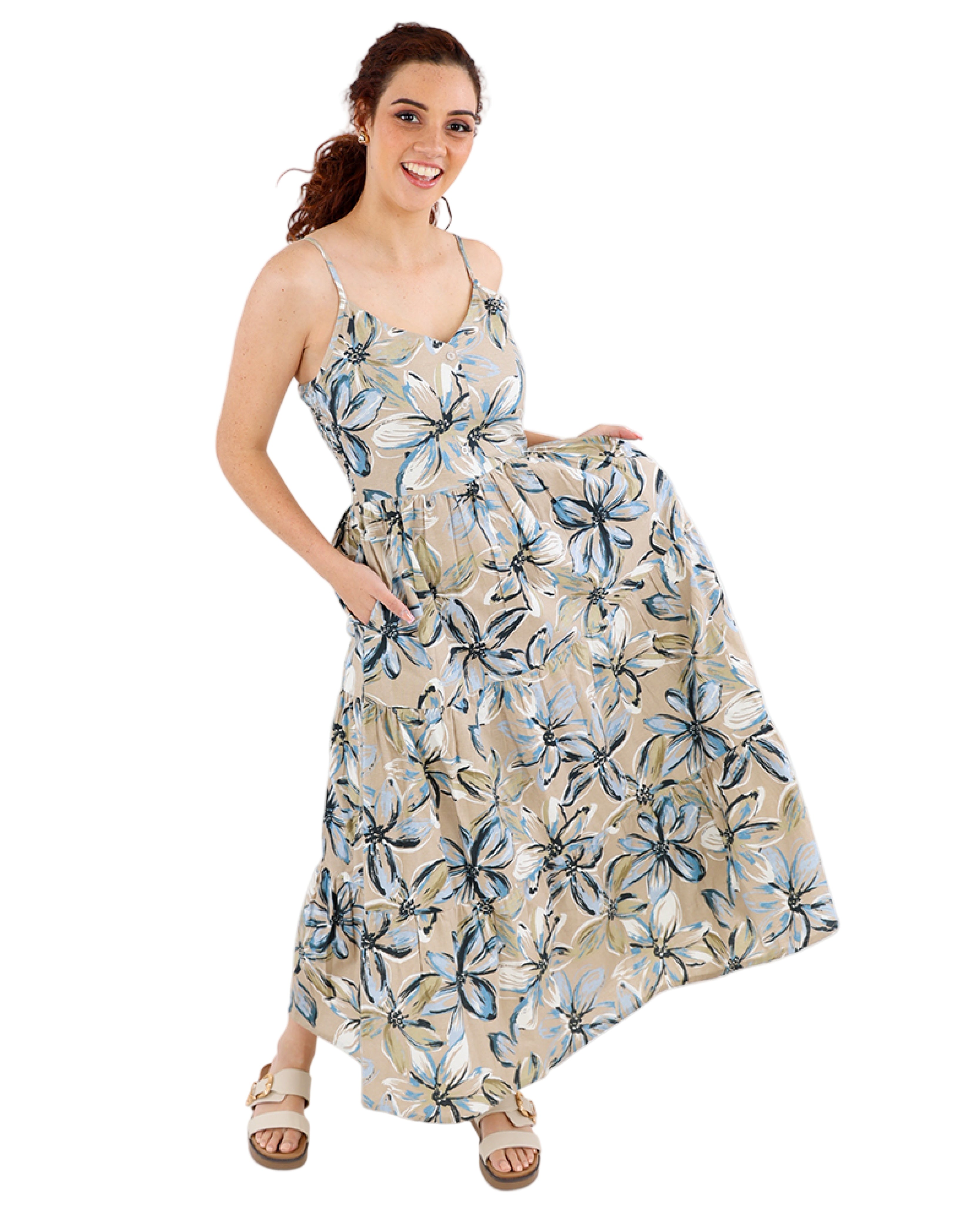 Strappy Tiered Midi Dress