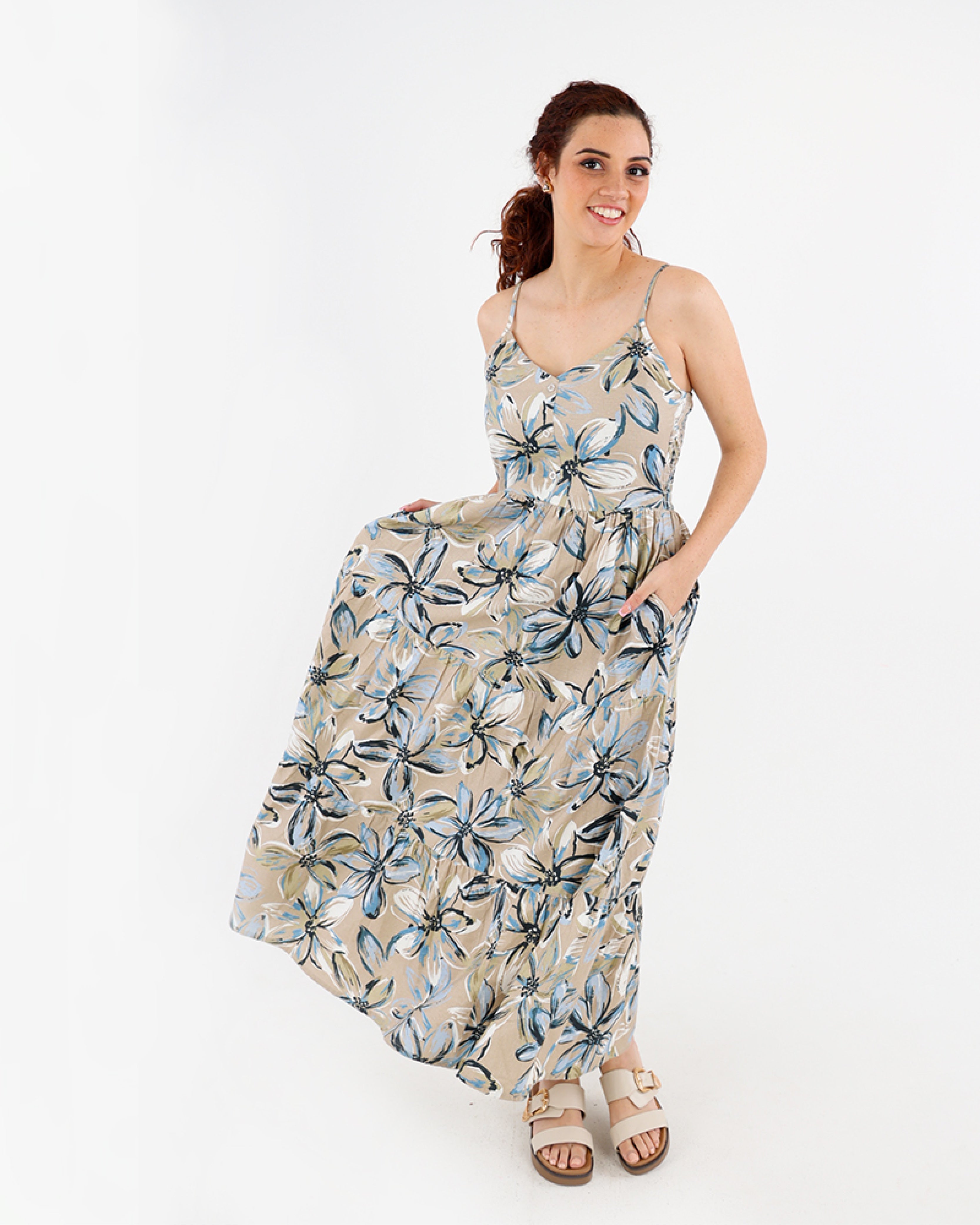 Strappy Tiered Midi Dress