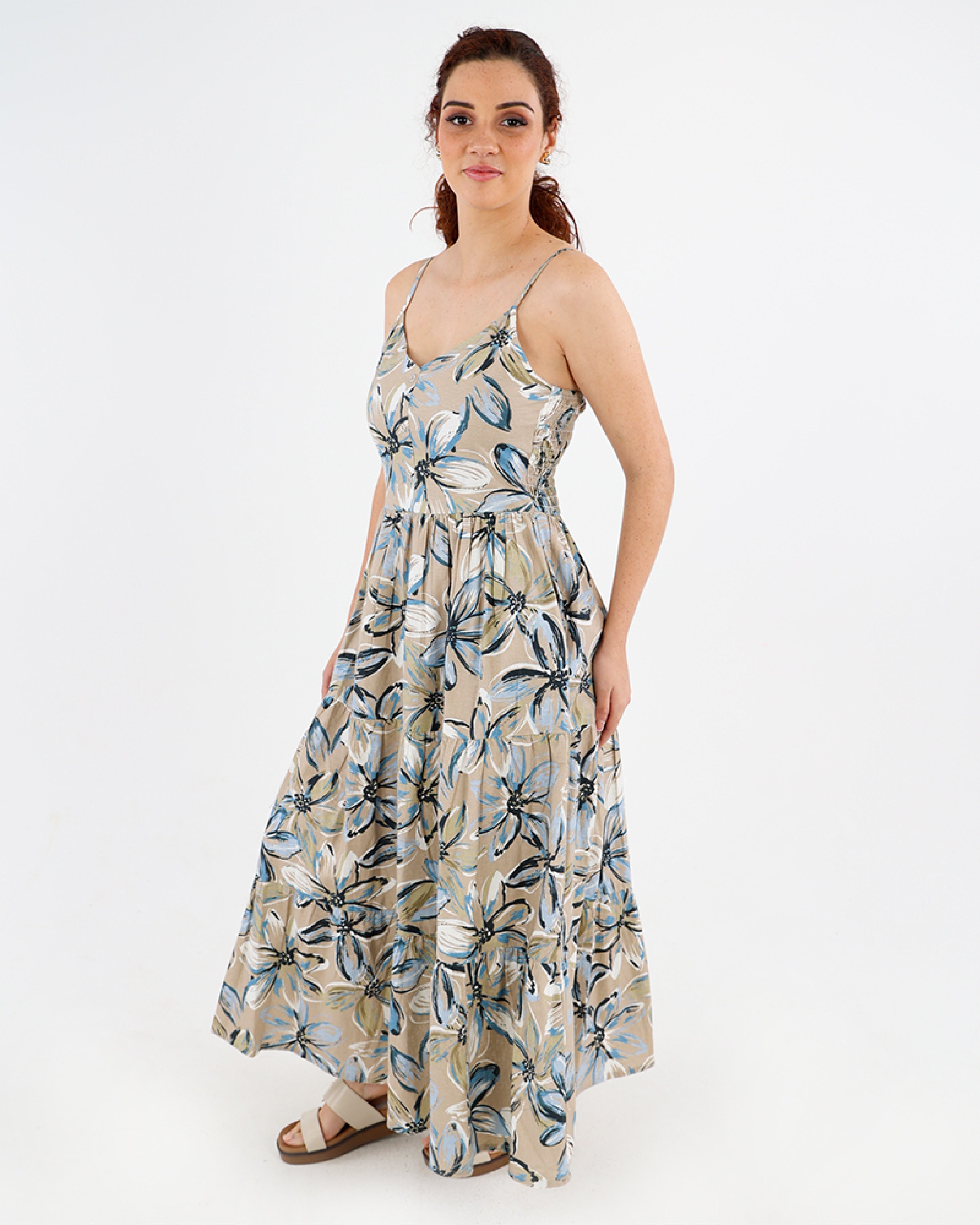 Strappy Tiered Midi Dress
