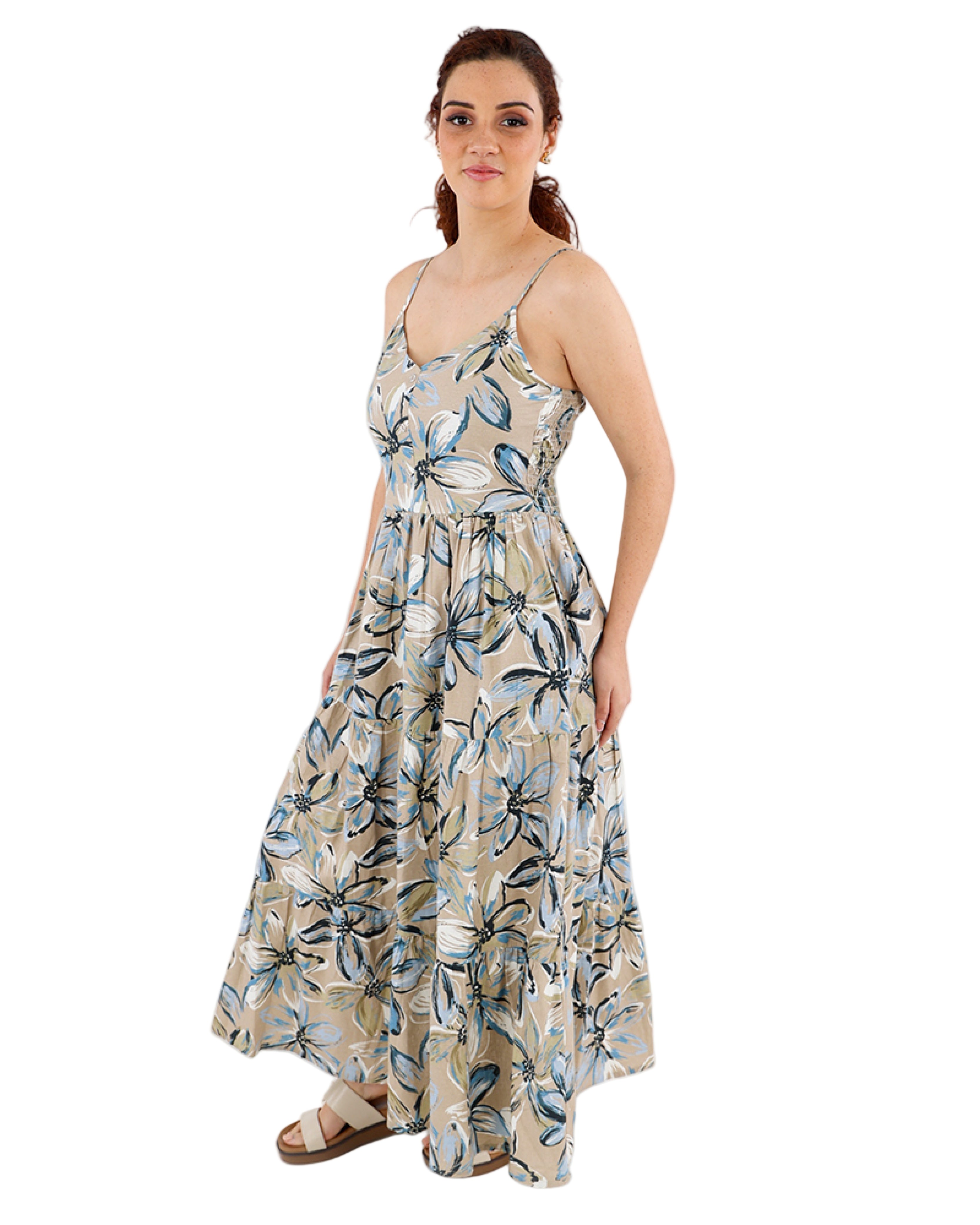 Strappy Tiered Midi Dress