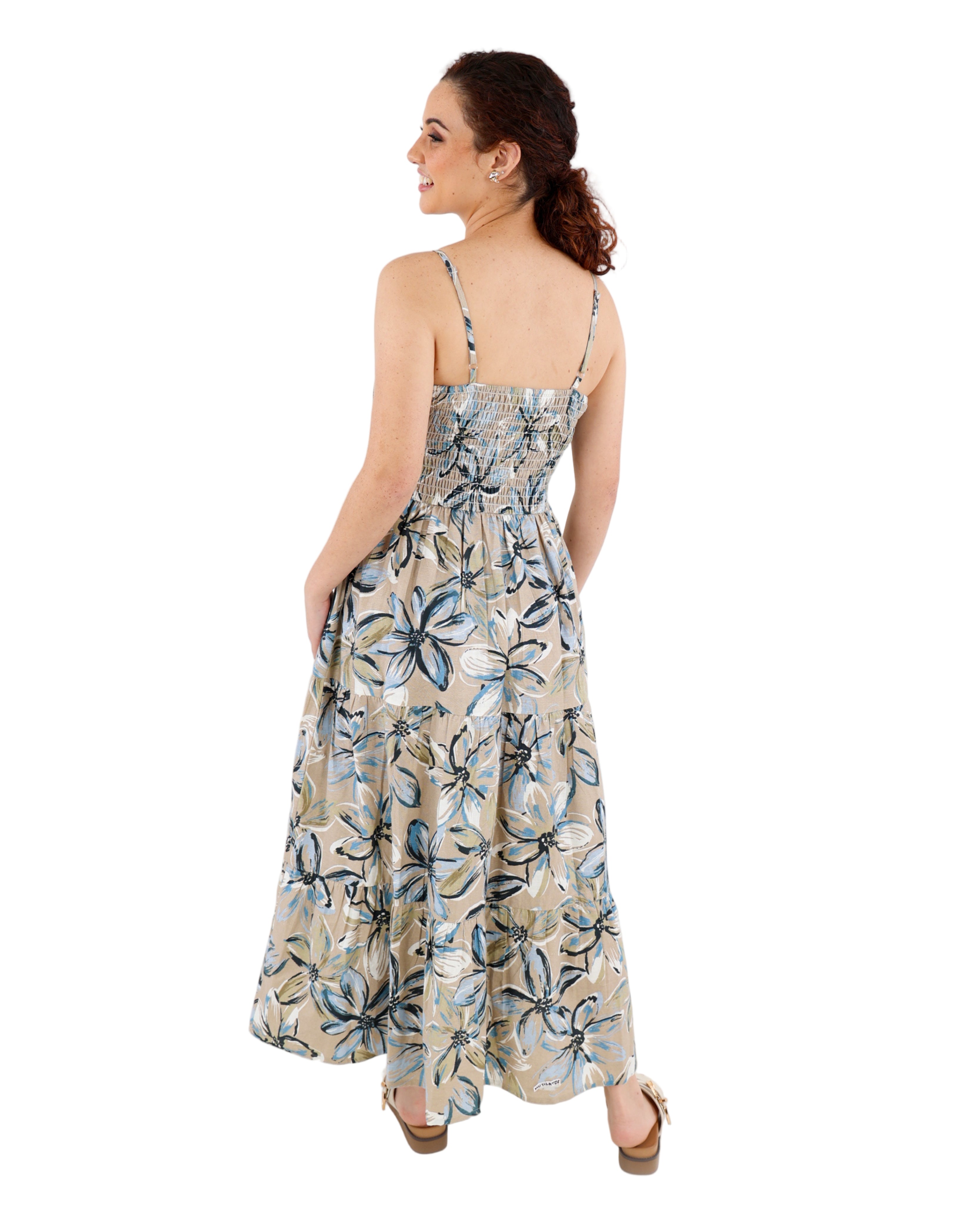 Strappy Tiered Midi Dress