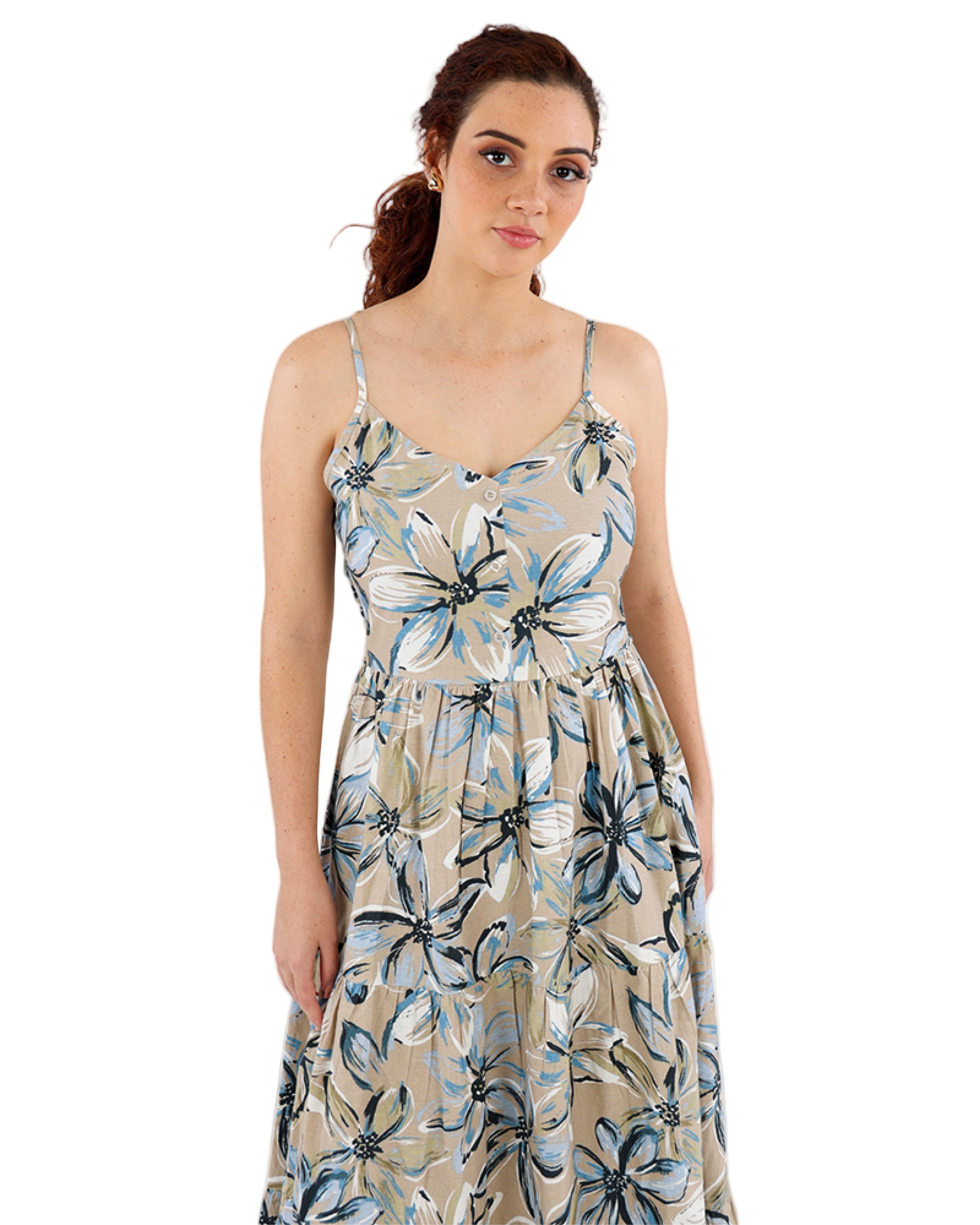 Strappy Tiered Midi Dress