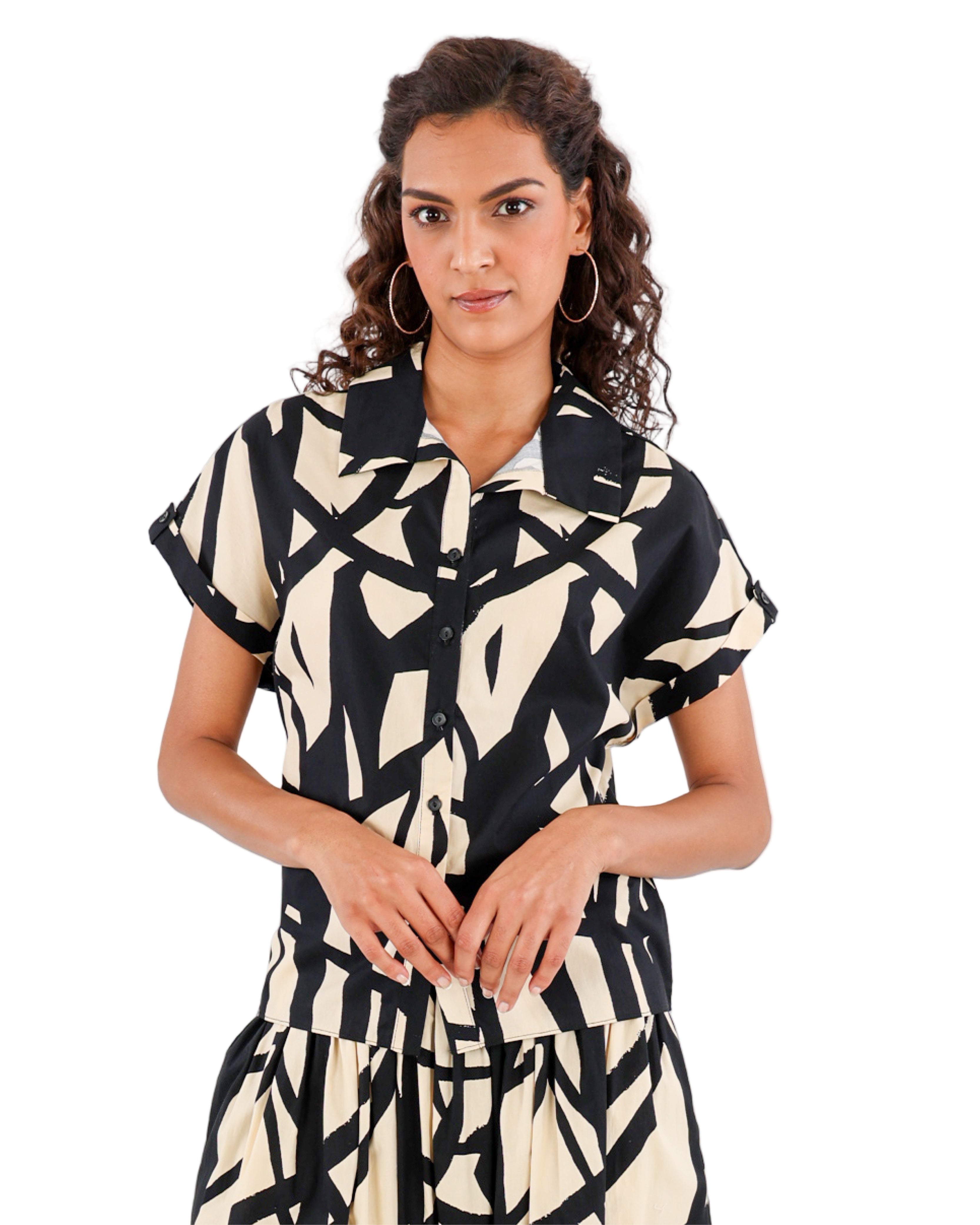 Short Sleeve Abstract Print Shirt