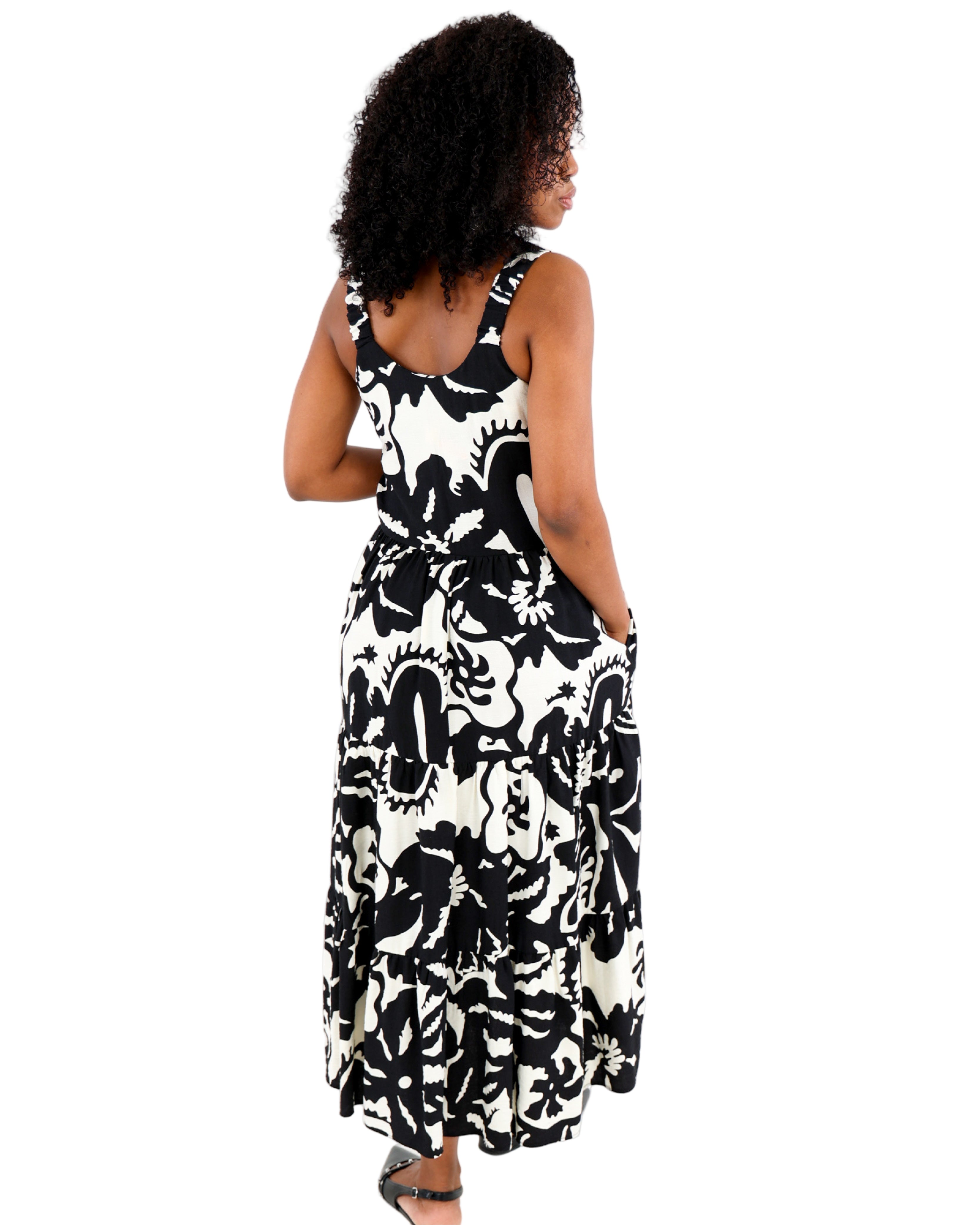 Black Strappy Tiered Maxi Dress