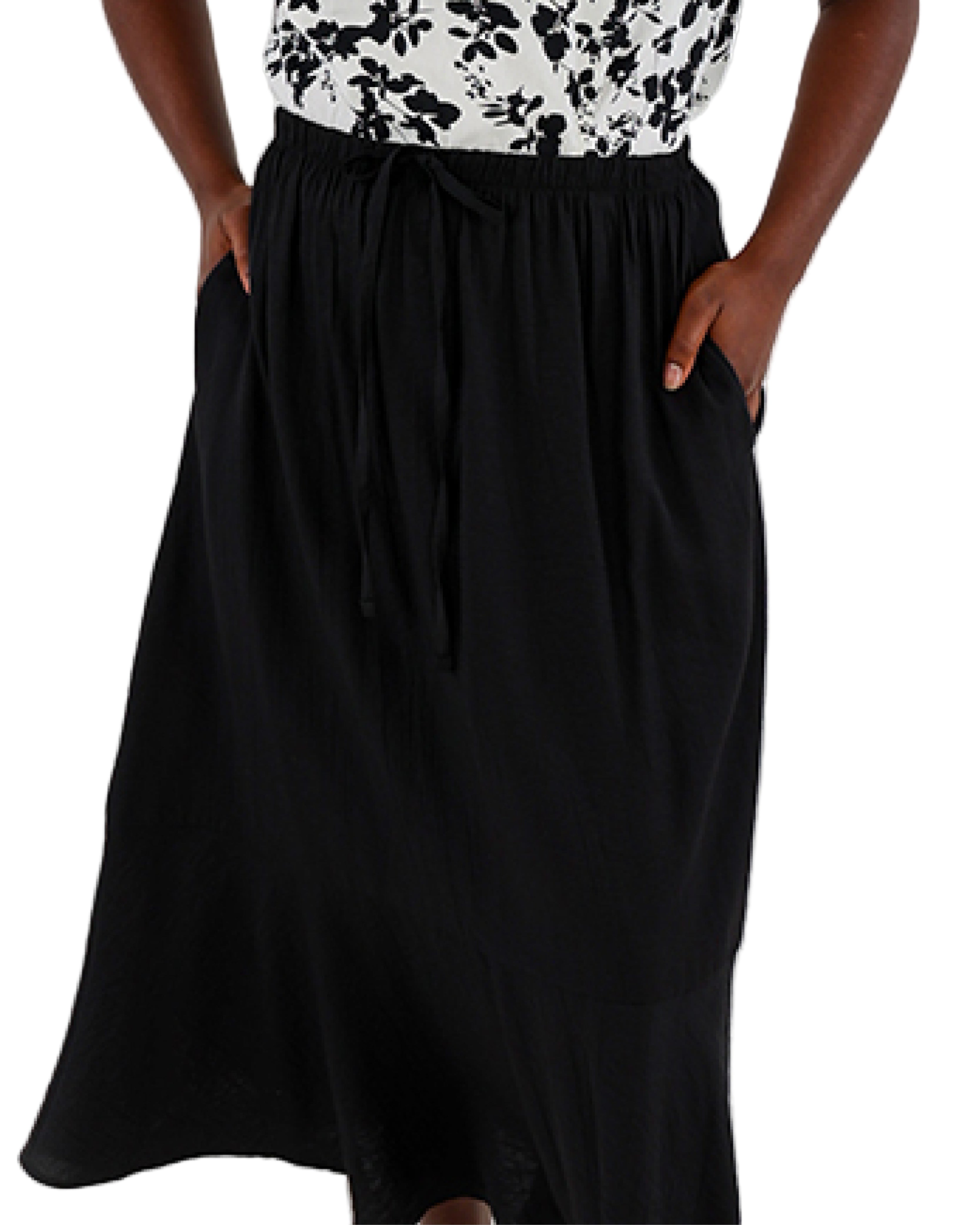 Black Single Tiered Maxi Skirt