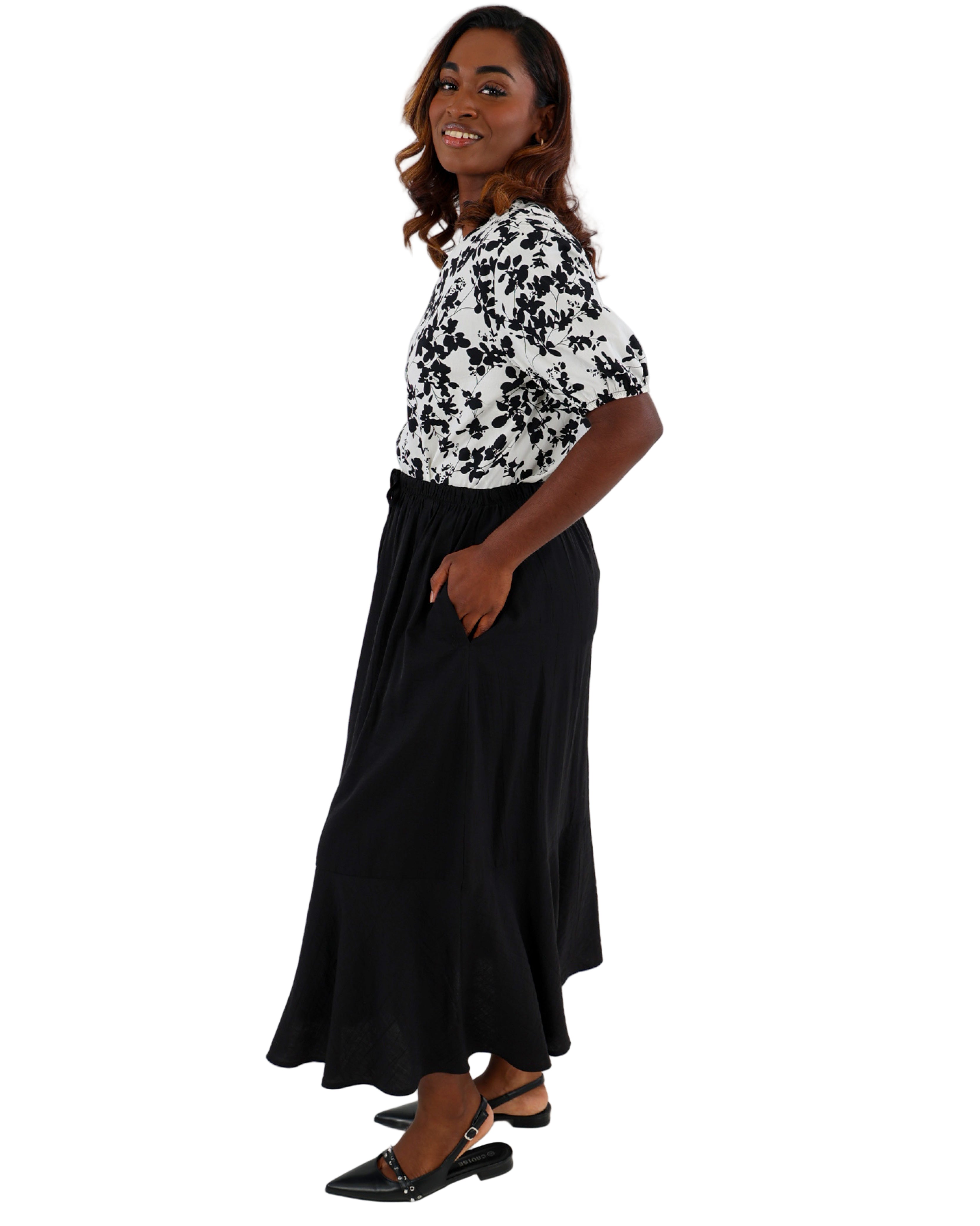 Black Single Tiered Maxi Skirt