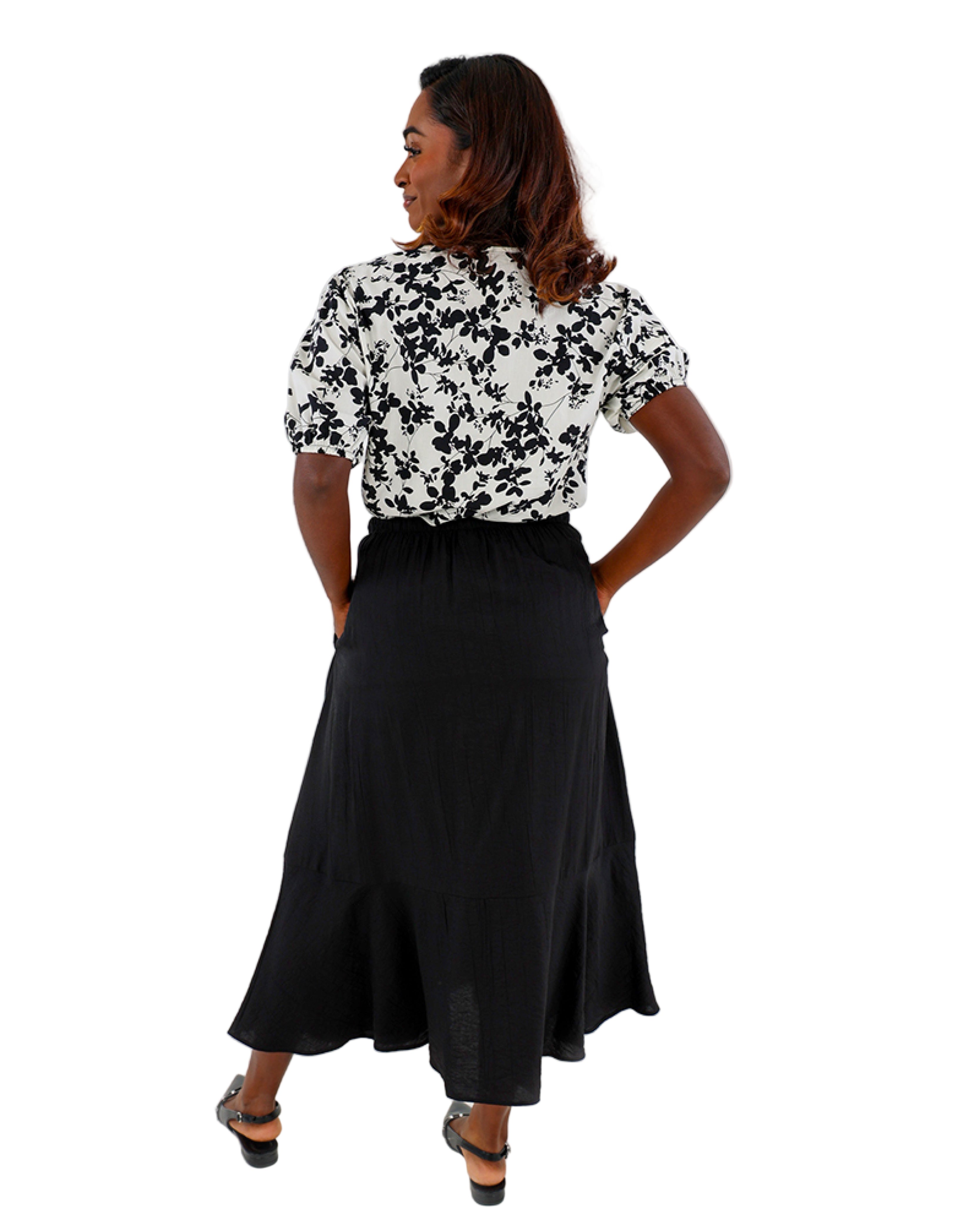 Black Single Tiered Maxi Skirt