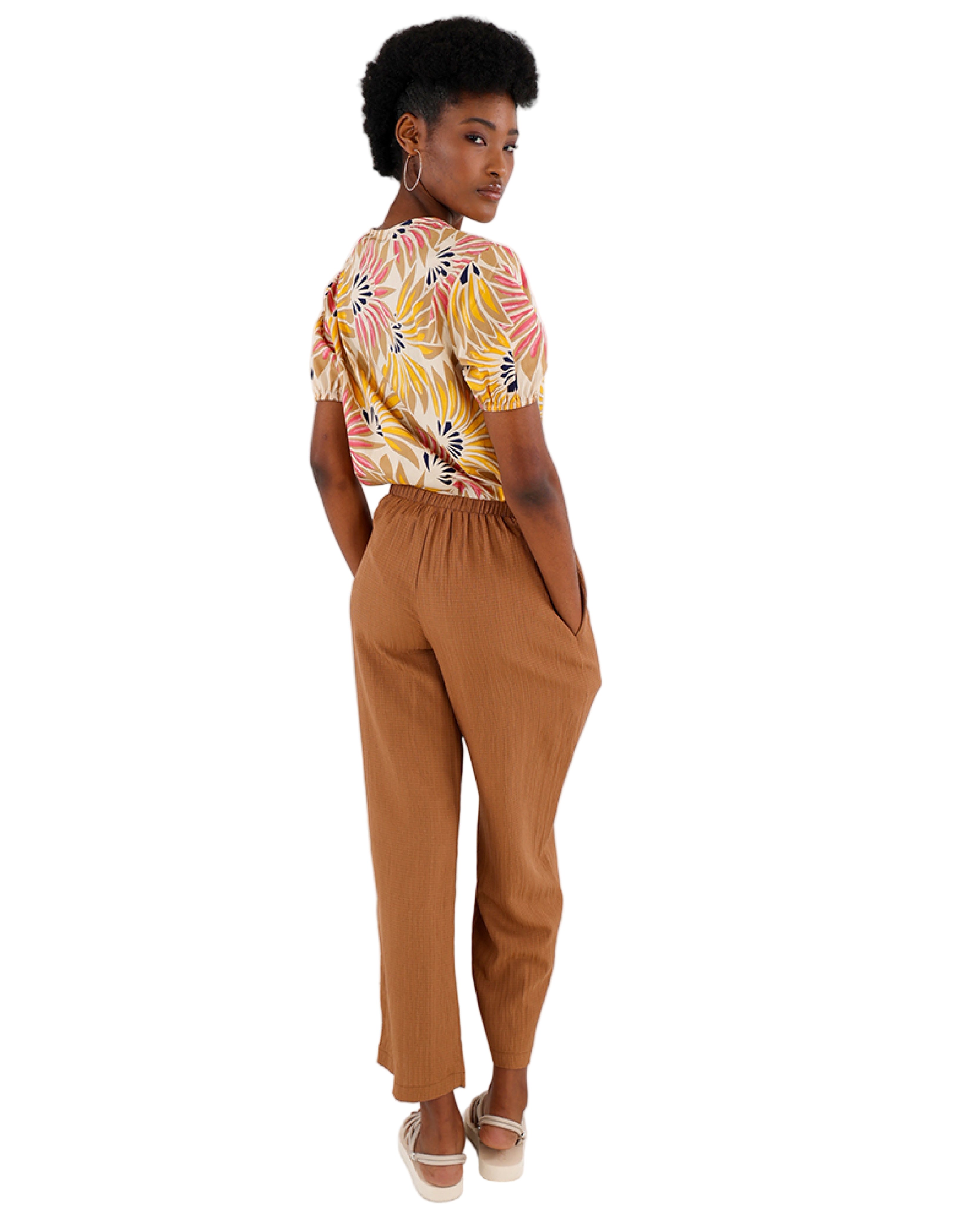 Mocha Textured Wide Leg Pants