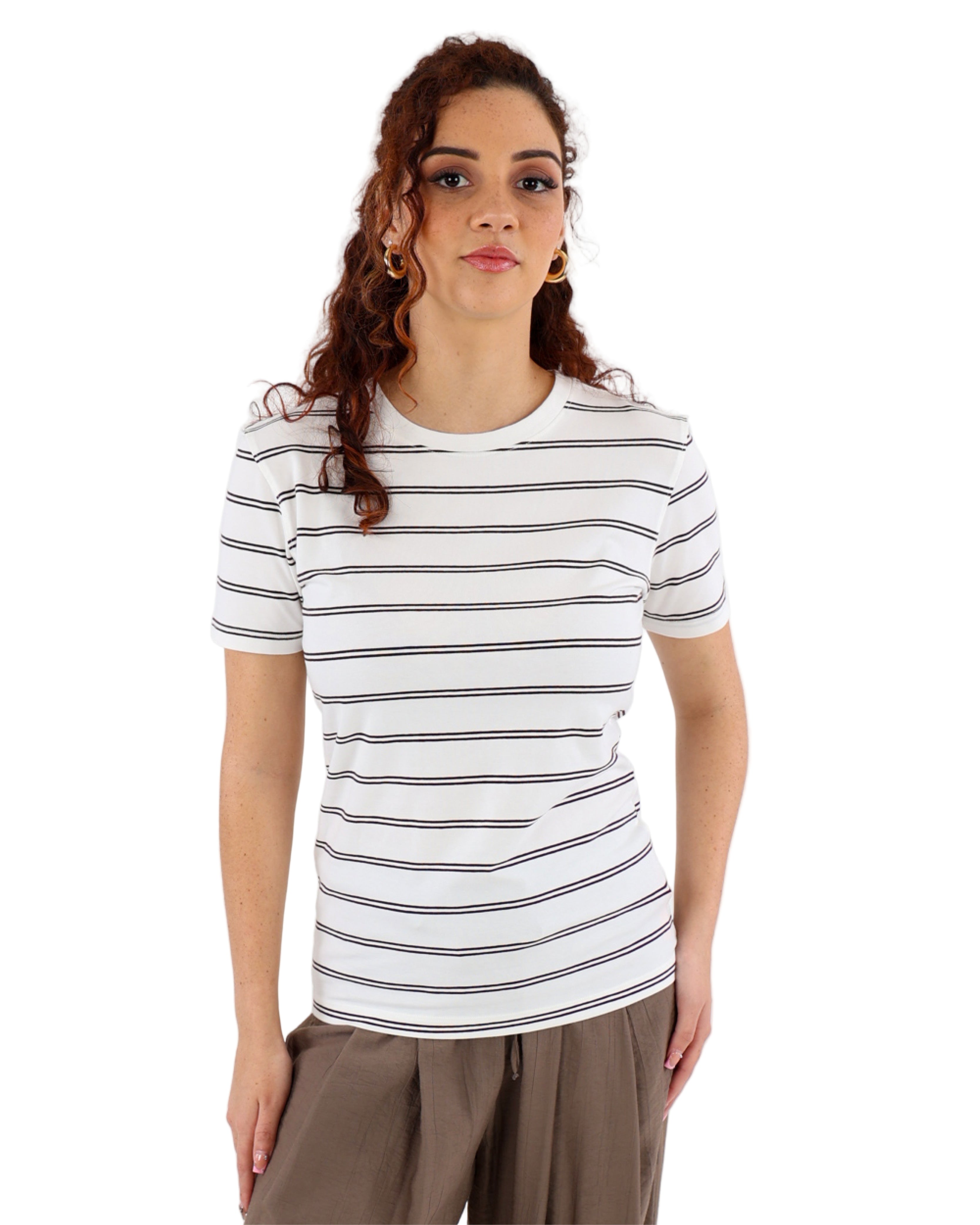 Chocolate Short Sleeve Striped T-Shirt