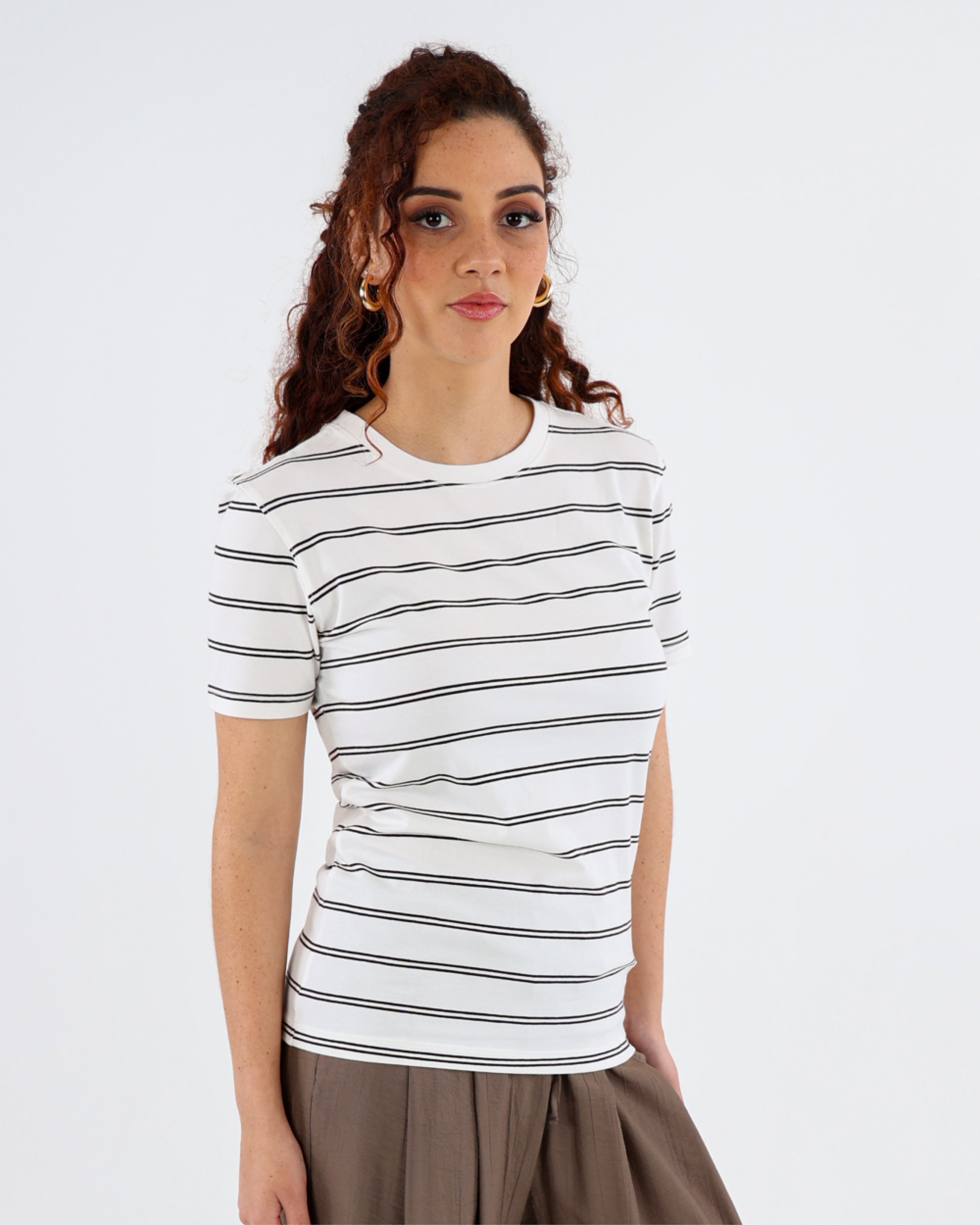 Chocolate Short Sleeve Striped T-Shirt
