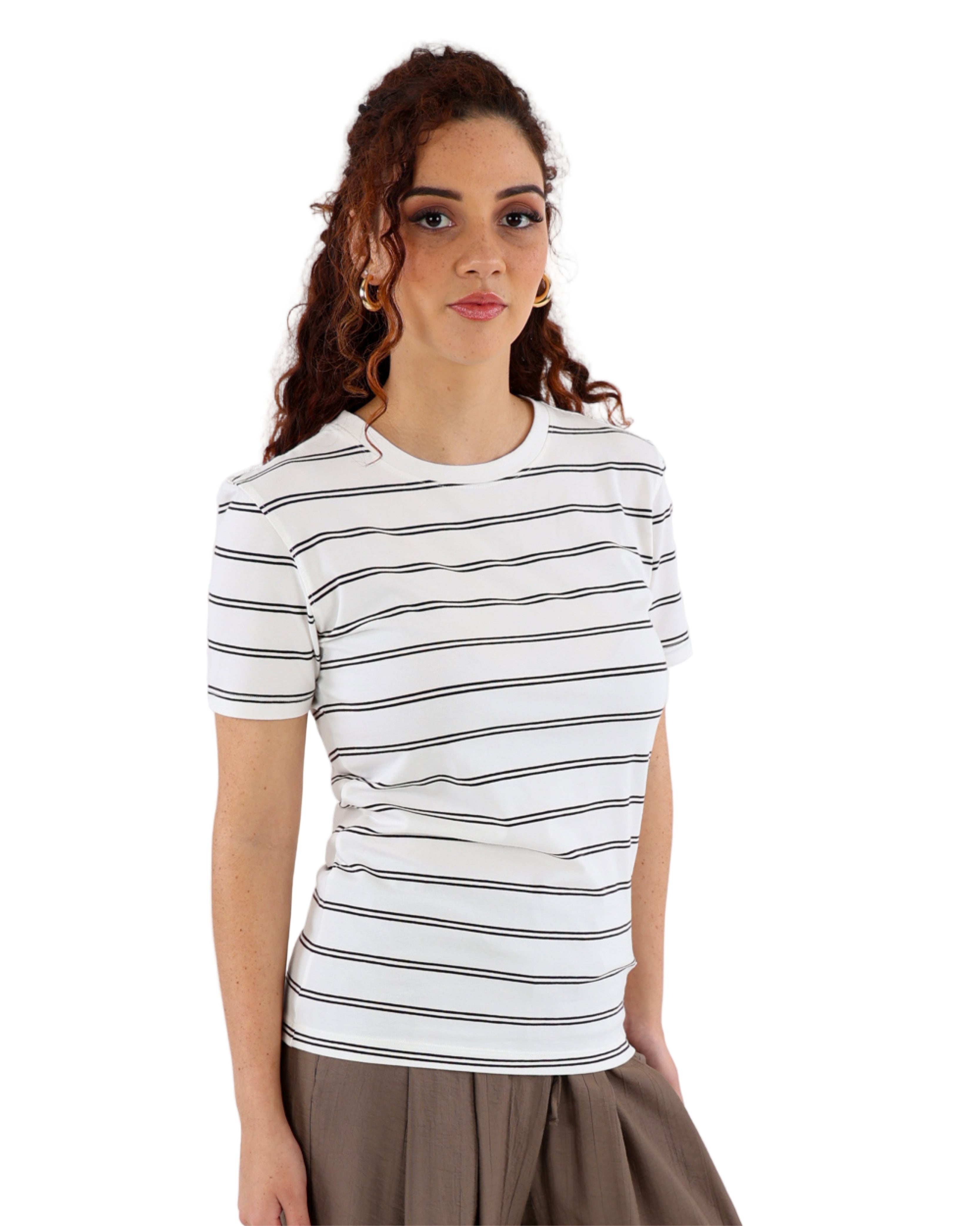 Chocolate Short Sleeve Striped T-Shirt