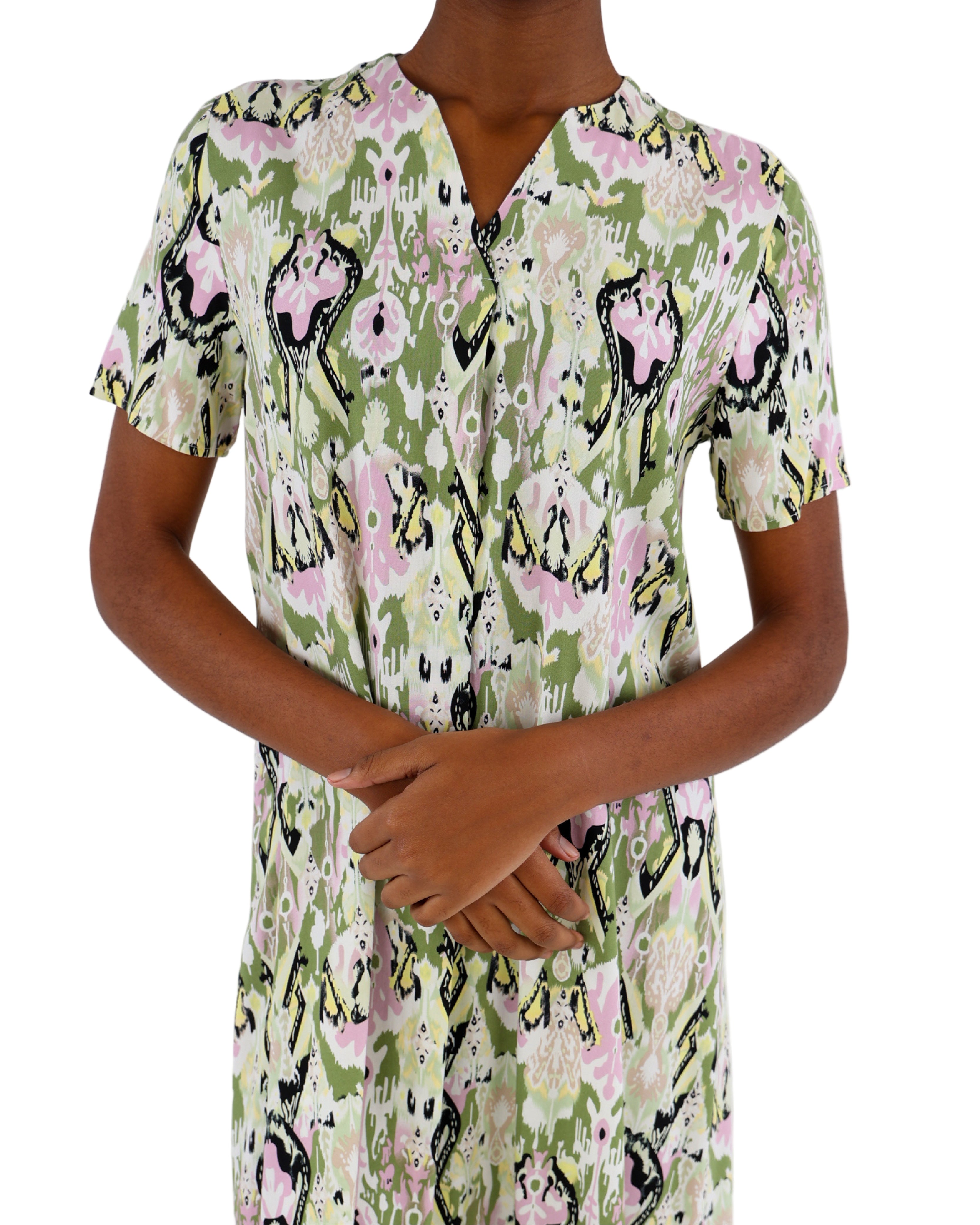 Short Sleeve Paisley Print Shift Dress