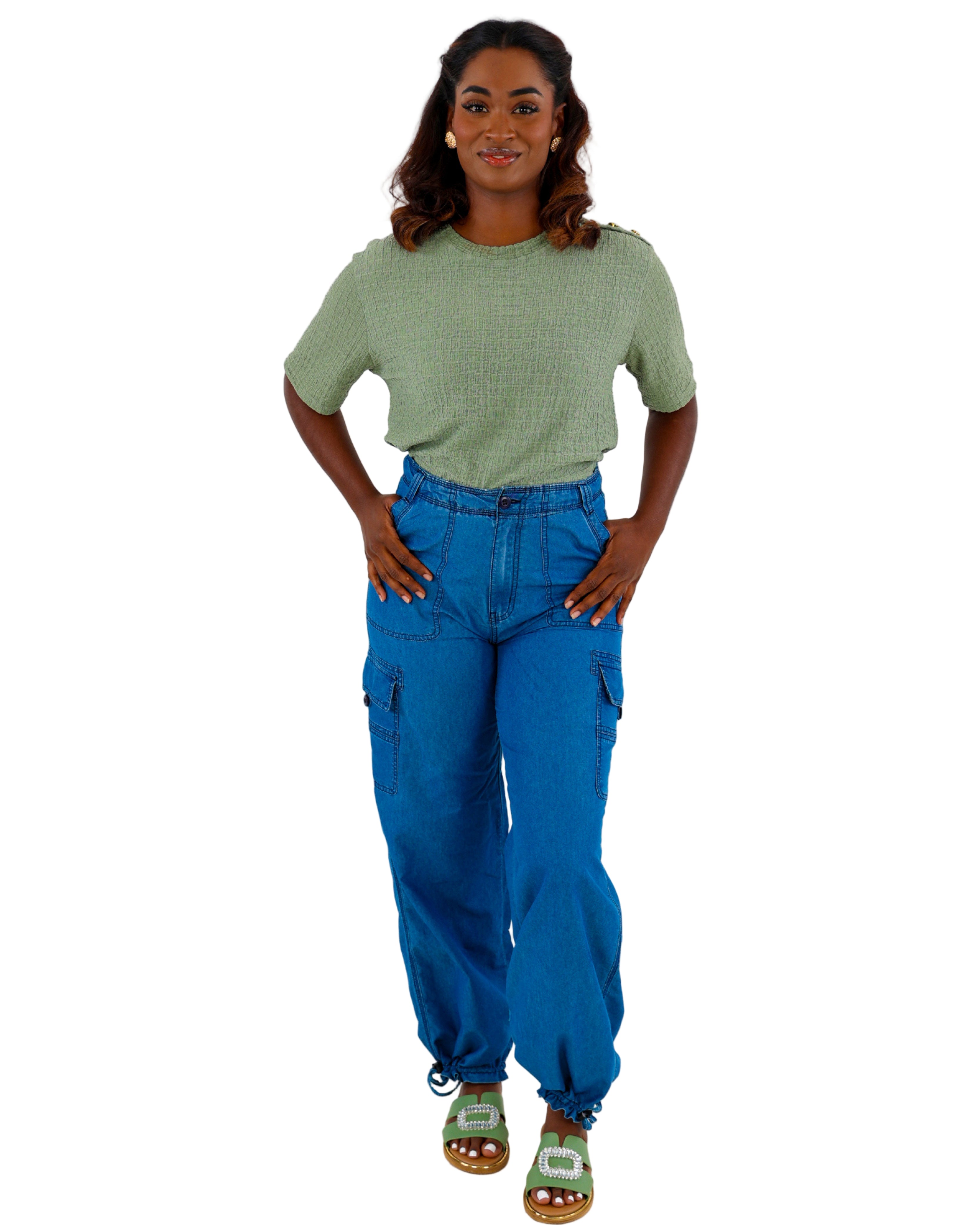 Indigo Utility Chambray Jogger Pants