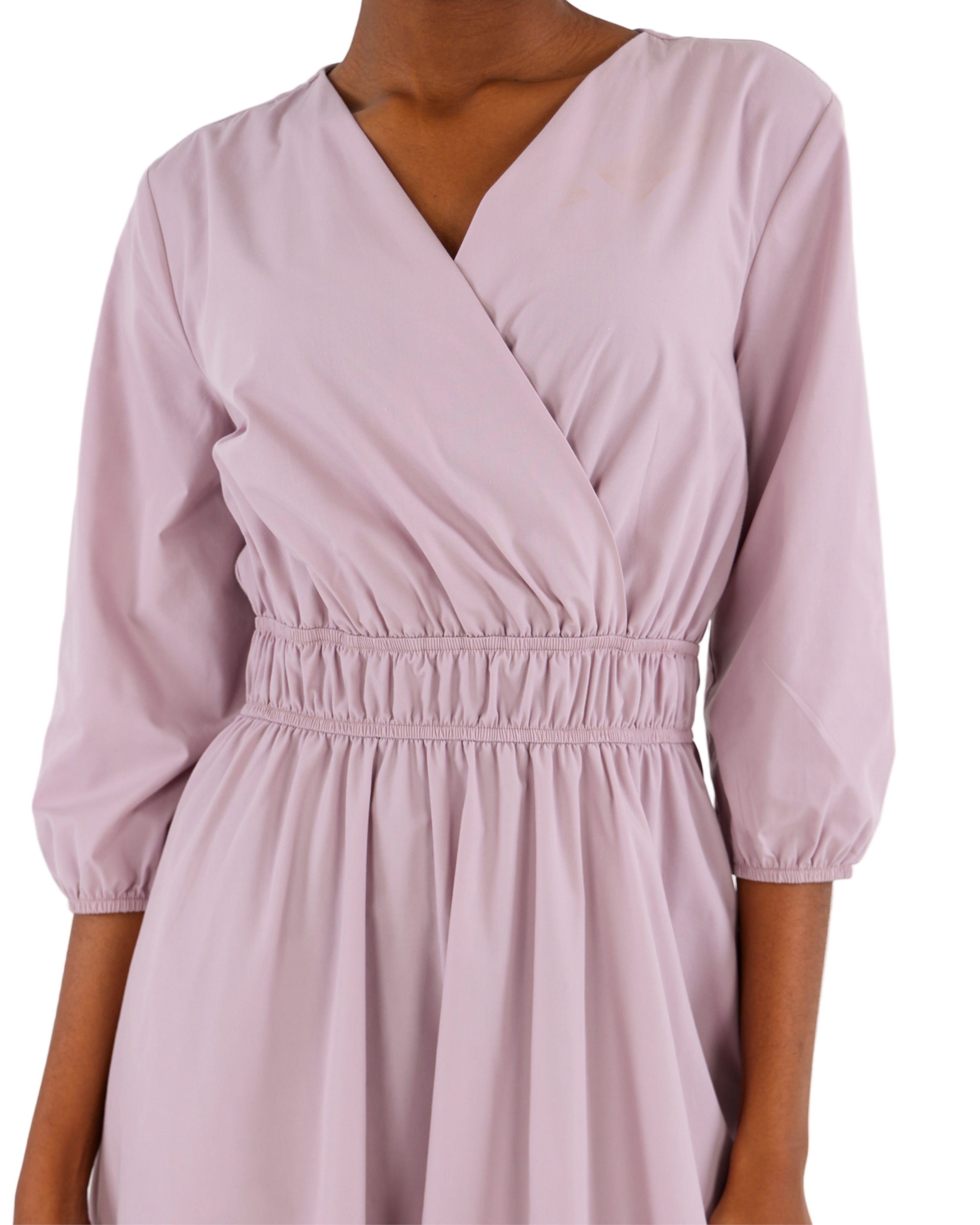 3/4 Sleeve Bodice Wrap Knee Length Dress