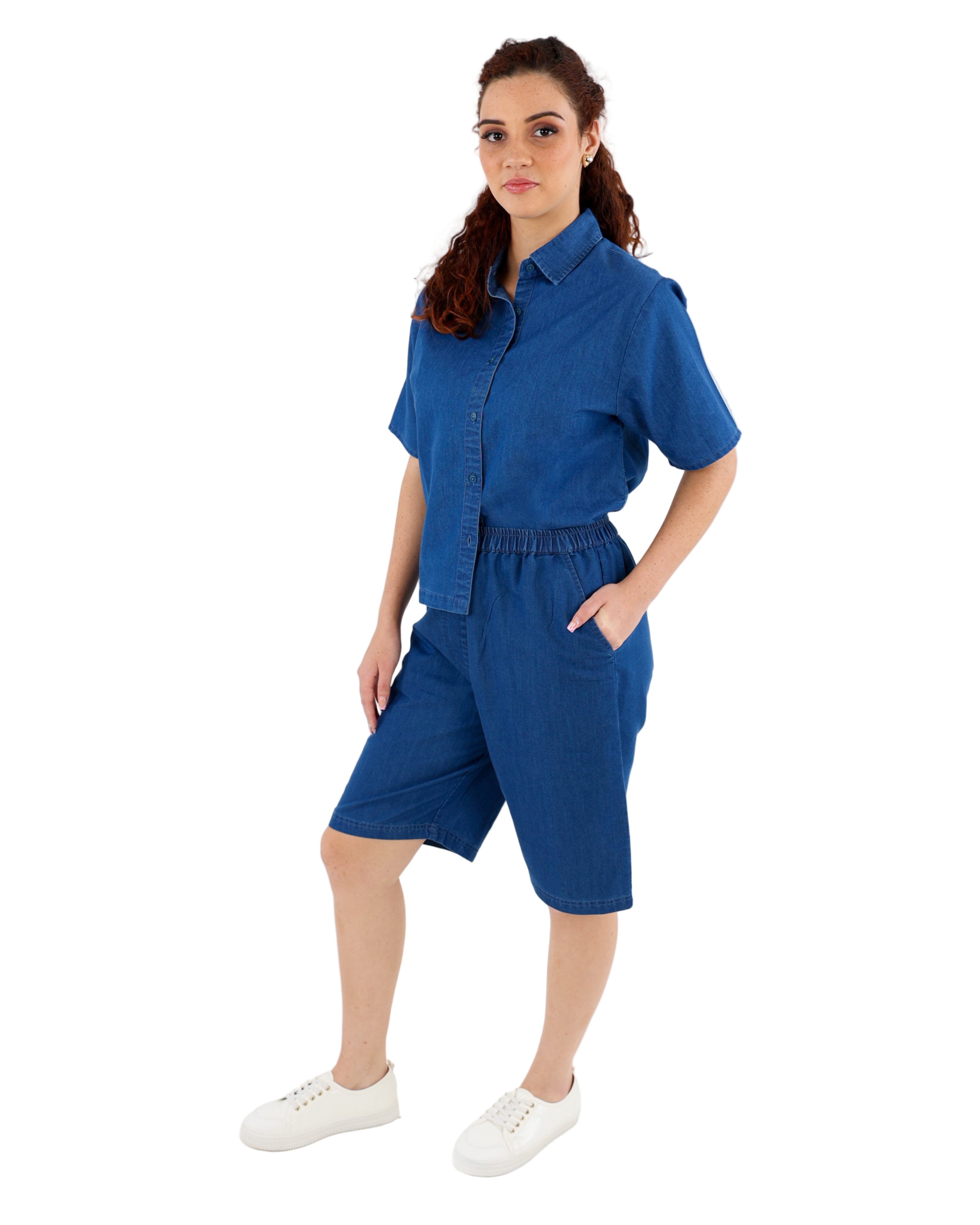 Relaxed Fit Elasticated Denim Shorts