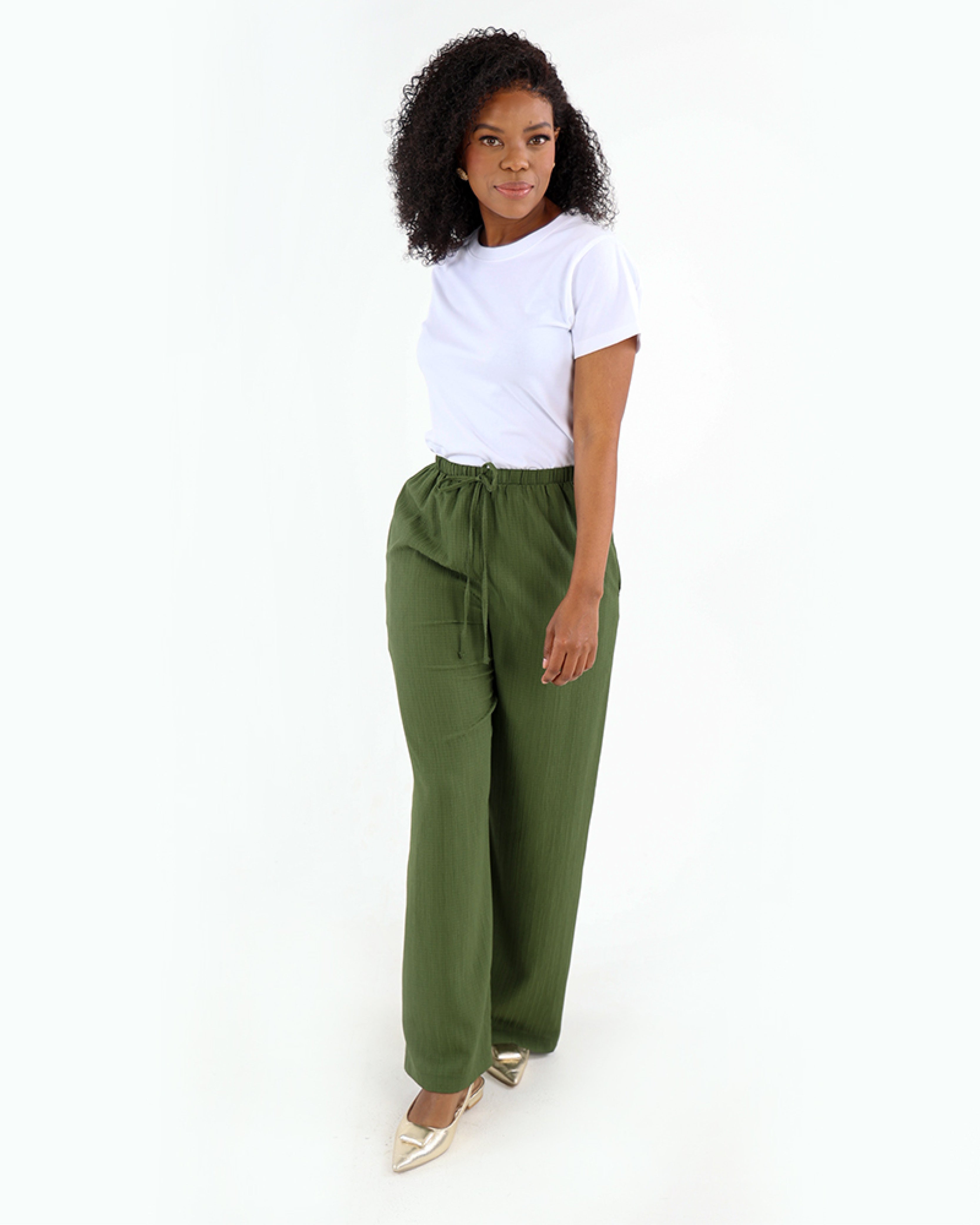 Textured Wide Leg Pants