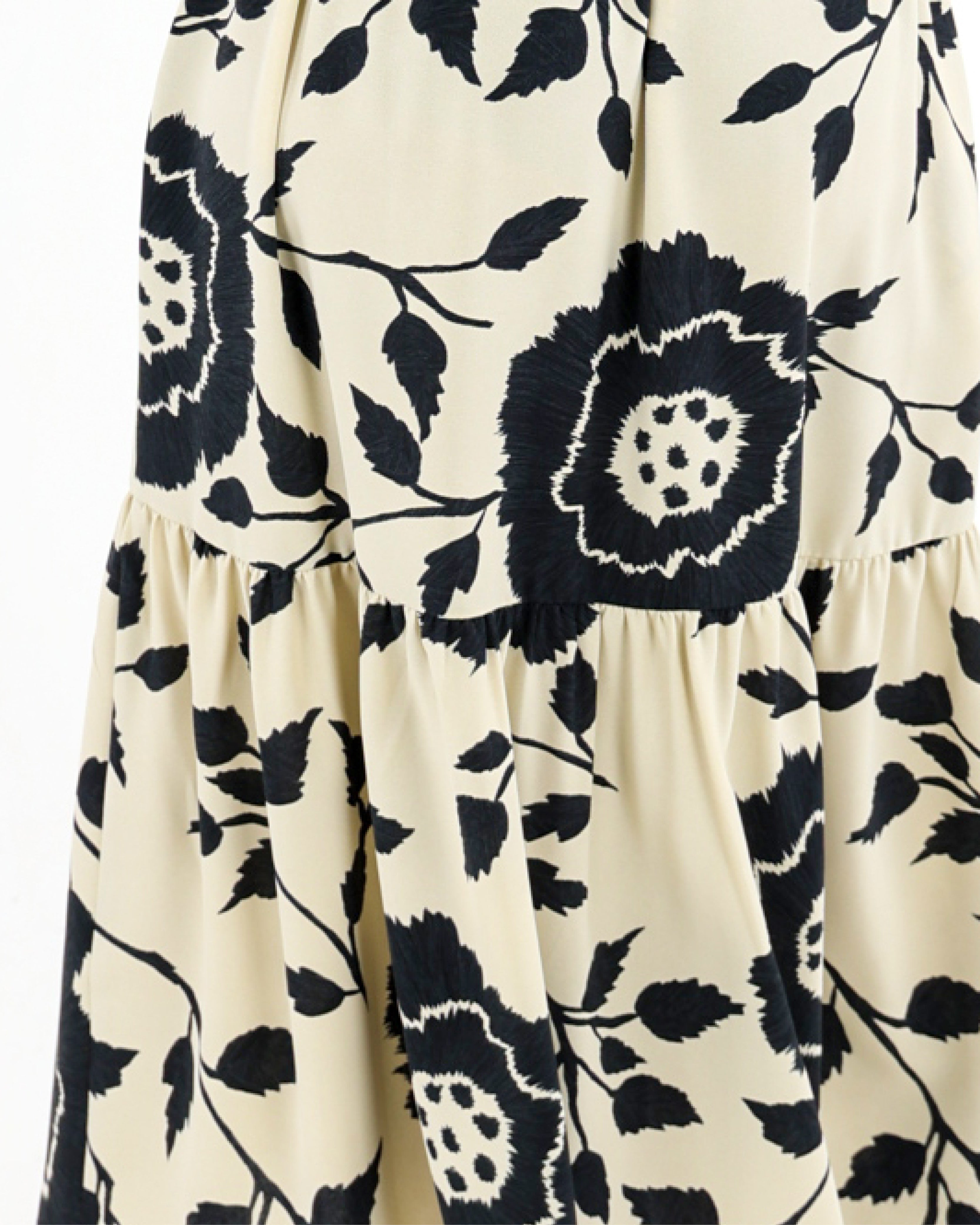 Short Sleeve Floral Print Tiered Midi Dress