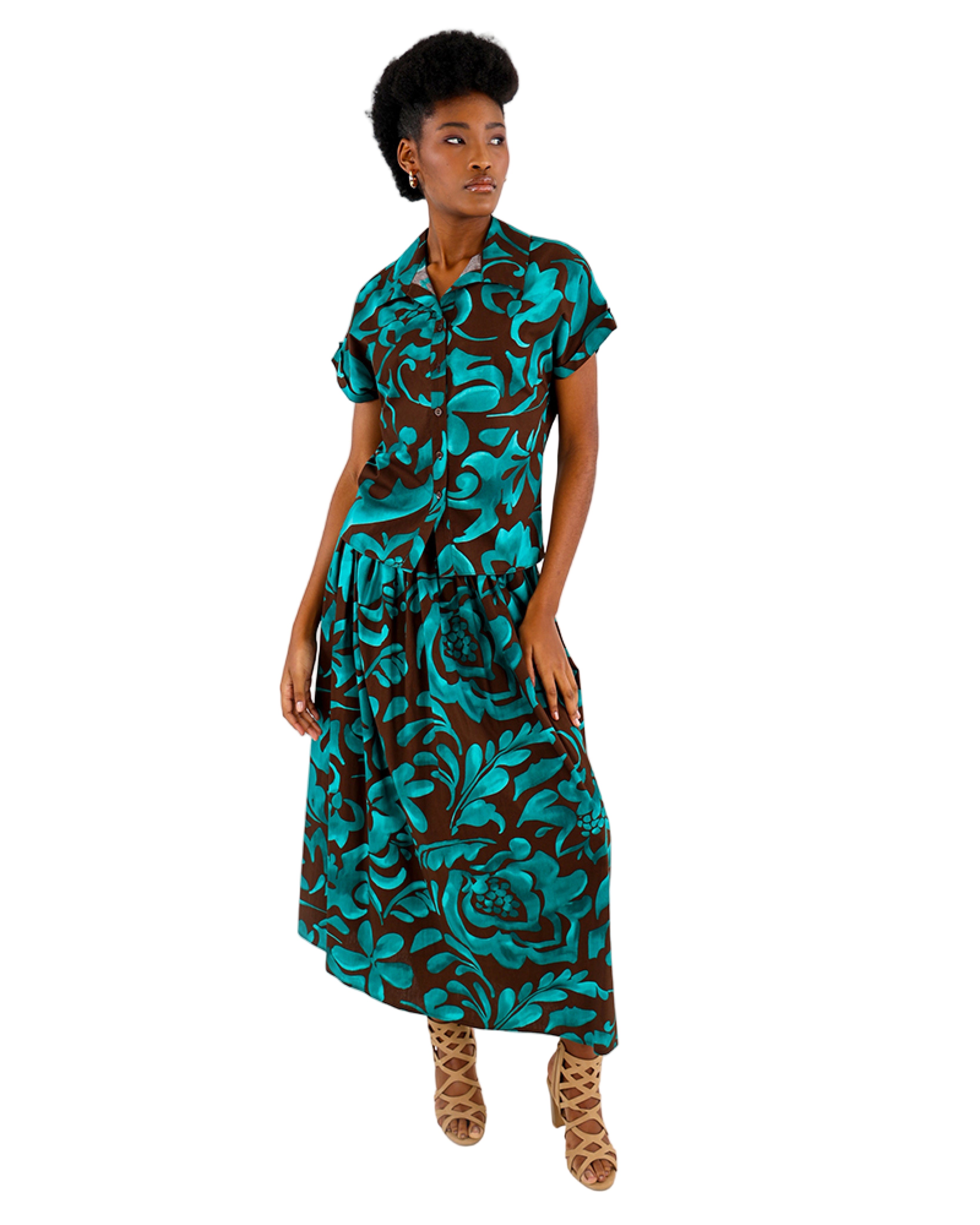 Bold Floral Maxi Skirt With Pockets