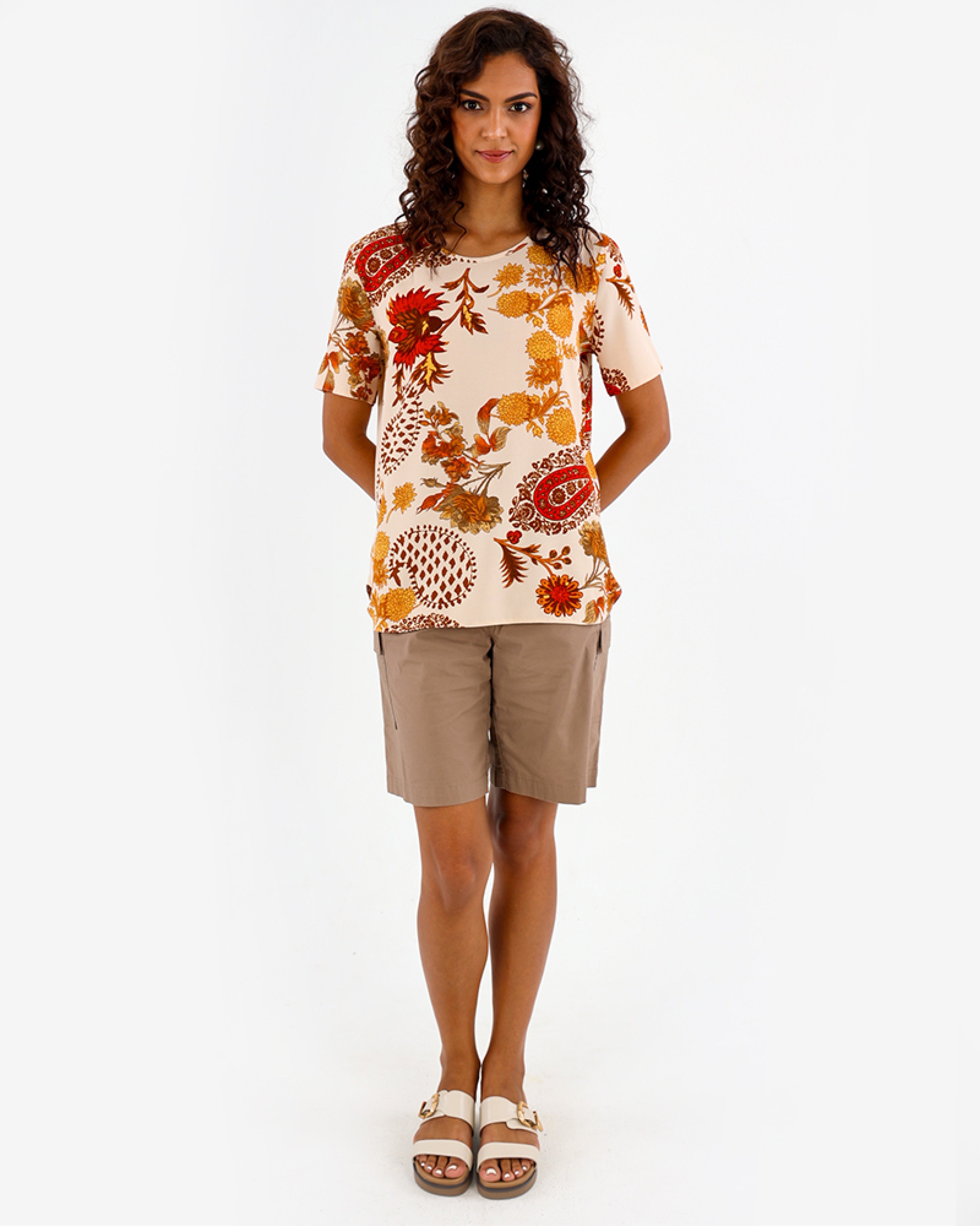 Short Sleeve Floral Print Blouse
