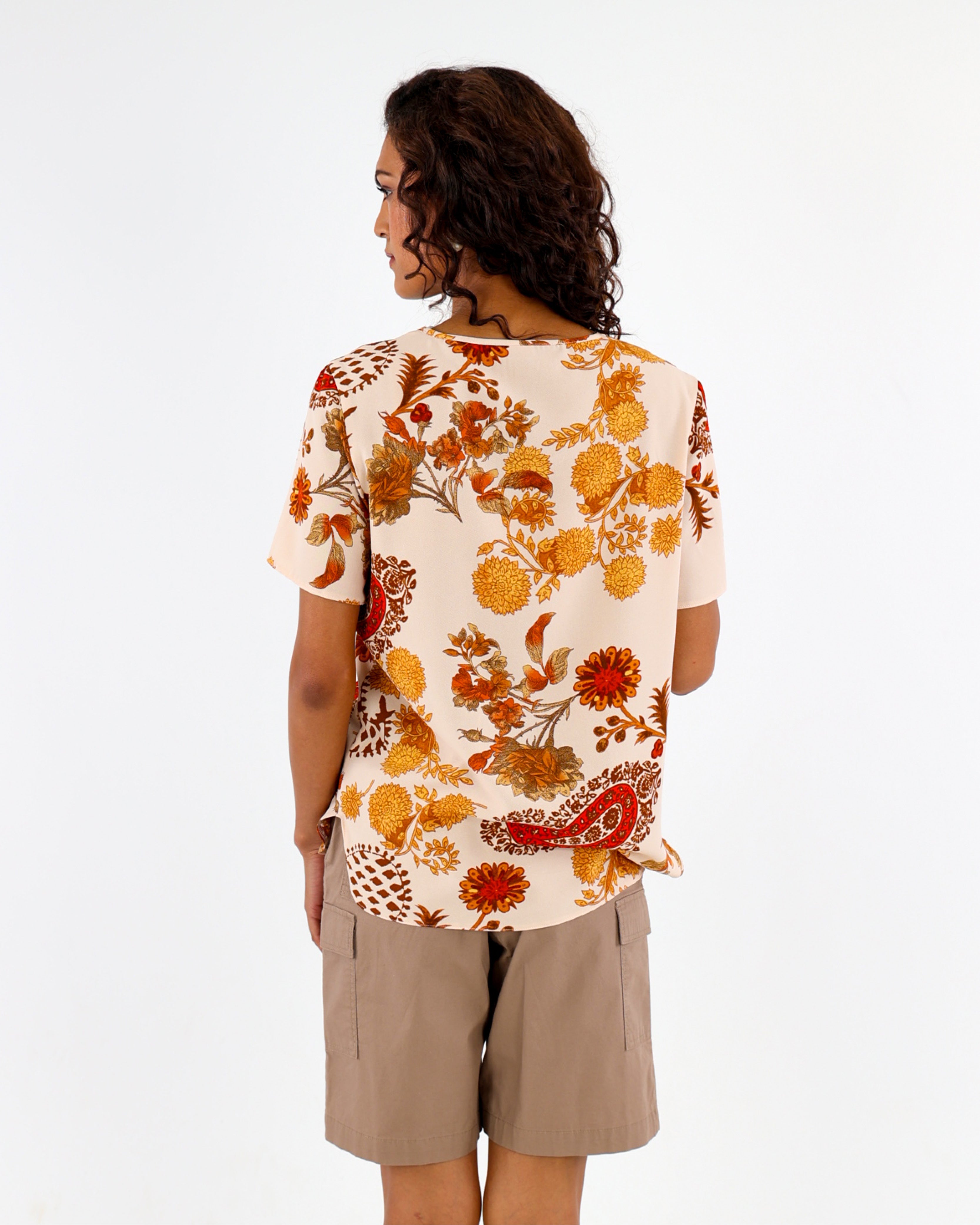 Short Sleeve Floral Print Blouse