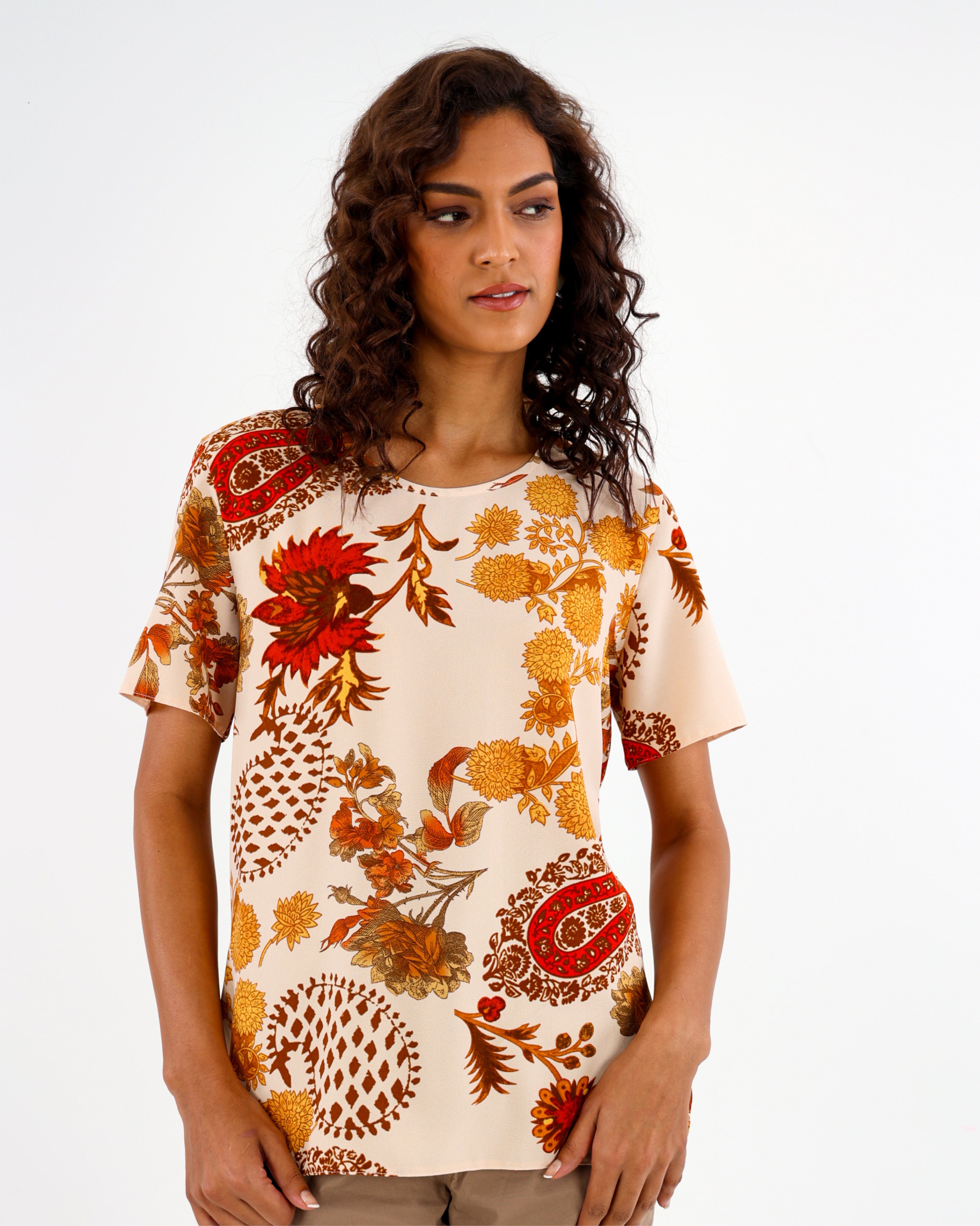 Short Sleeve Floral Print Blouse