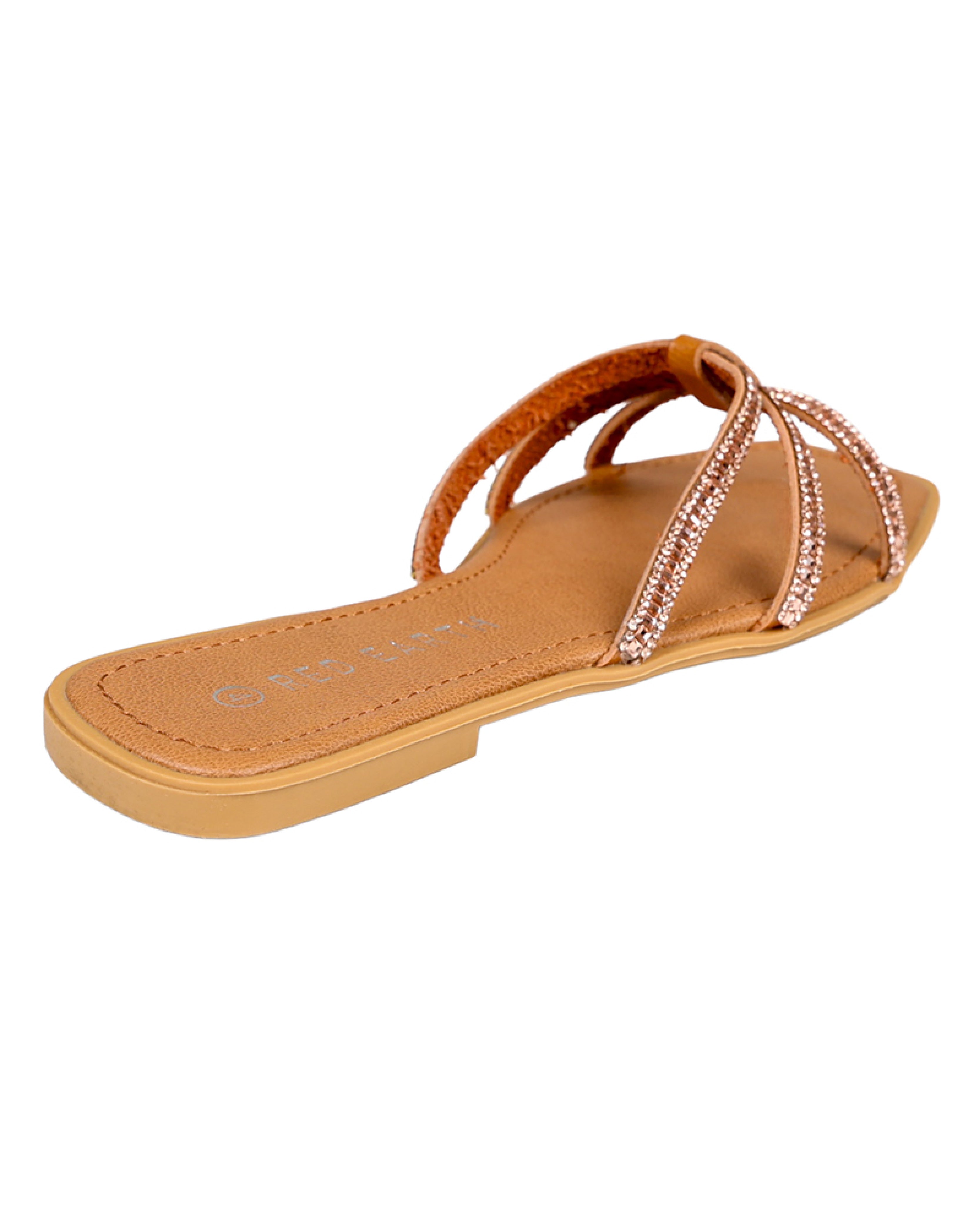 Rose Gold Embellished Tri-Band Sandals