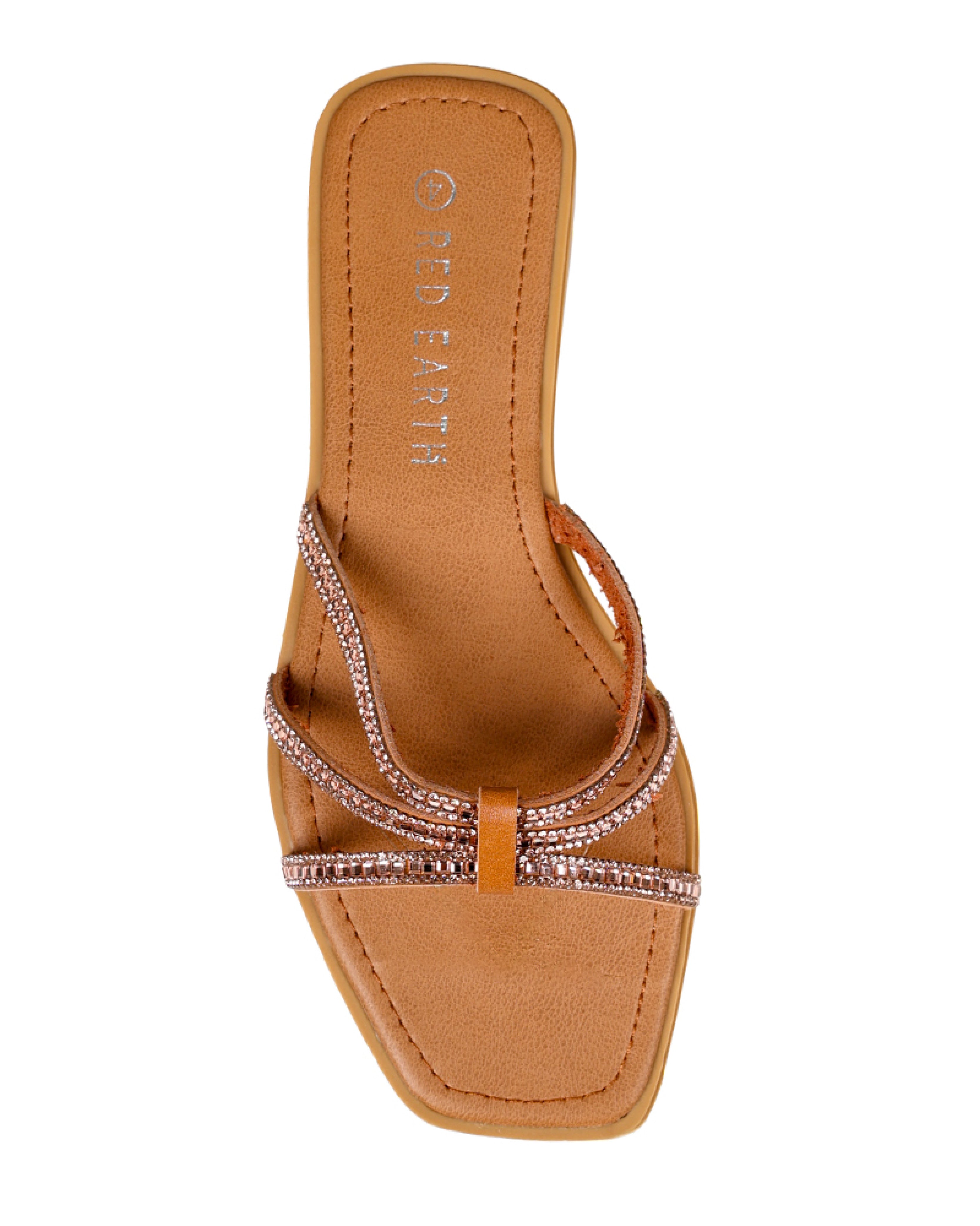 Rose Gold Embellished Tri-Band Sandals