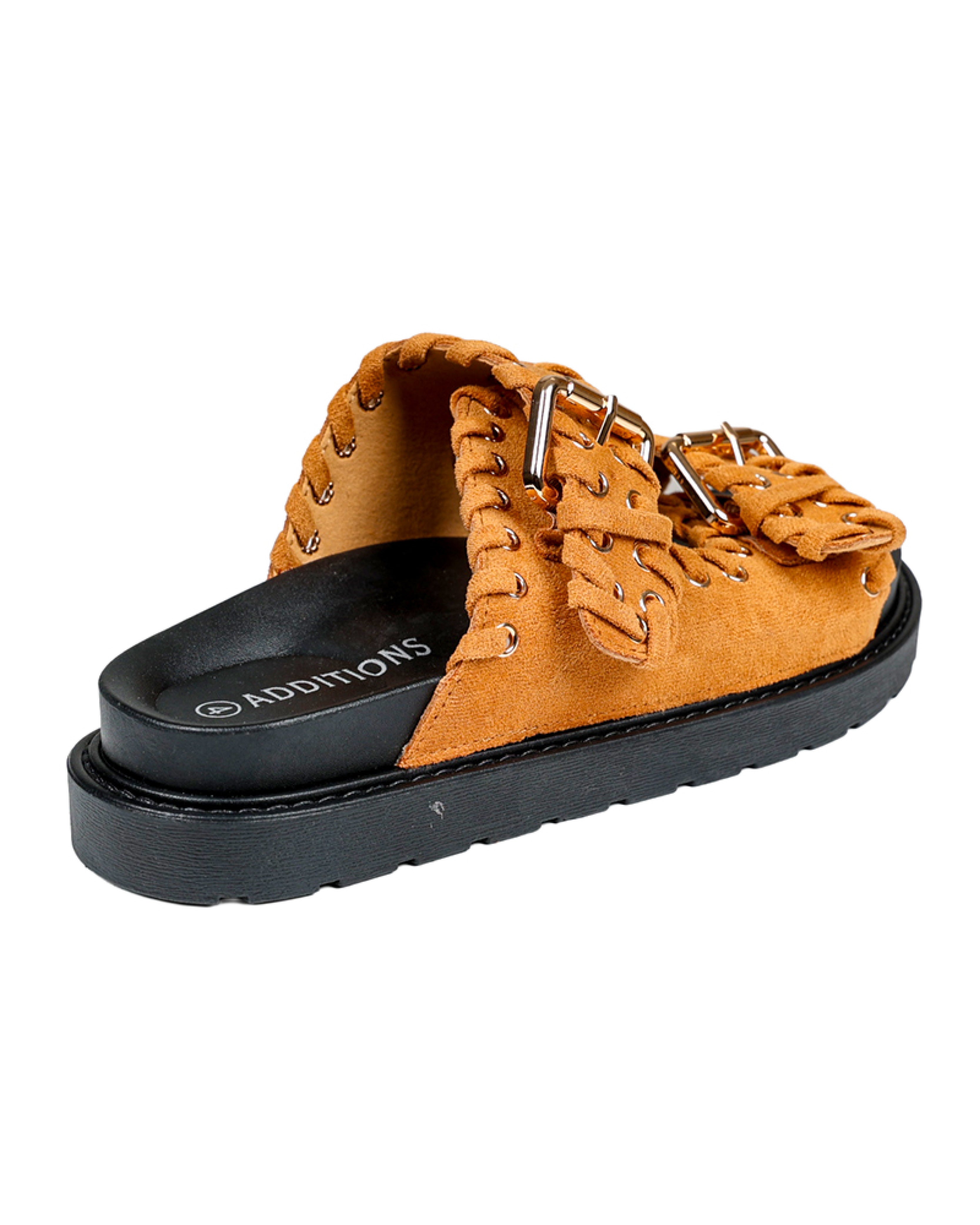 Tan Stitch Detail Chunky Cleated Slide