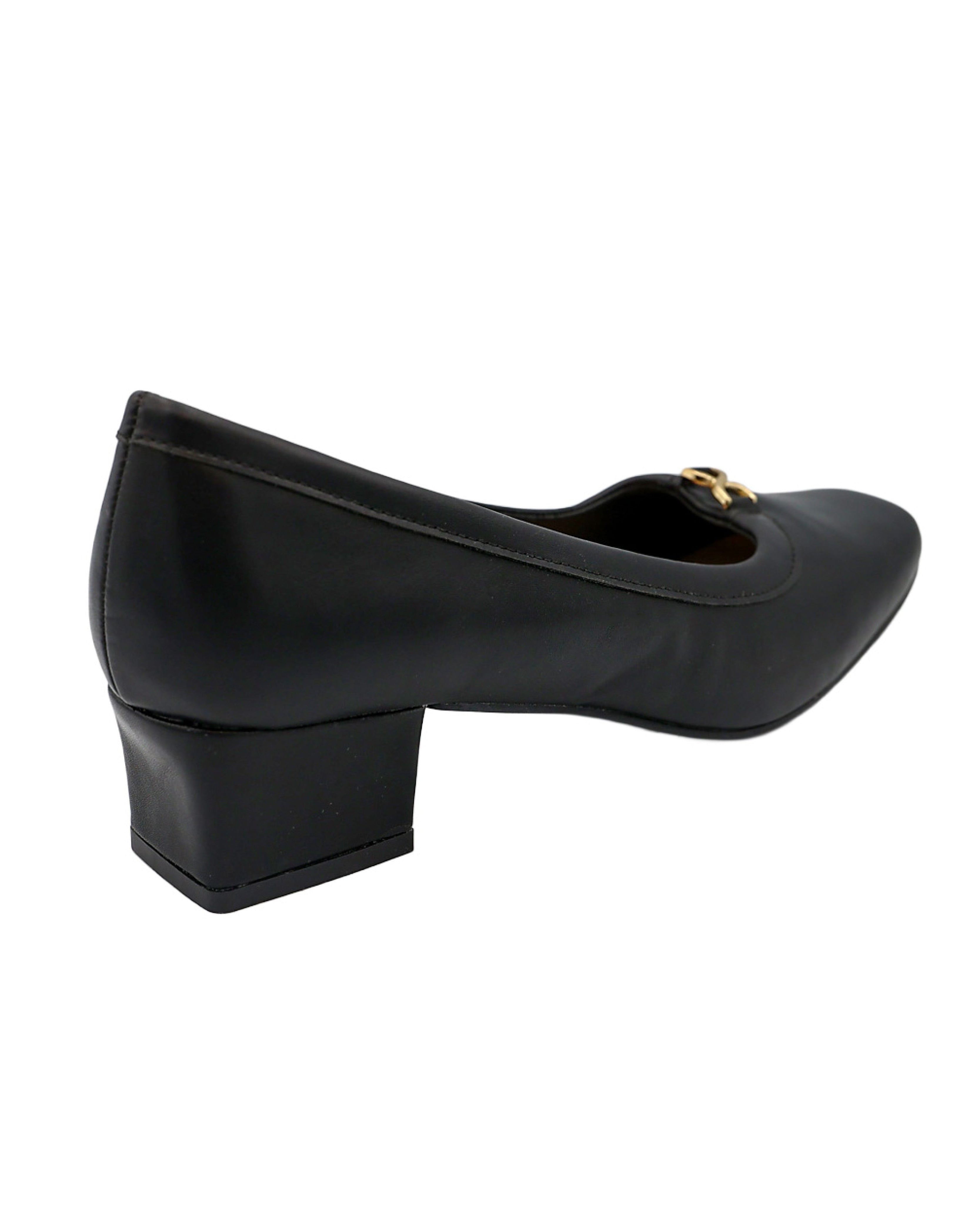 Black PU Embellished Tradition Court Shoes