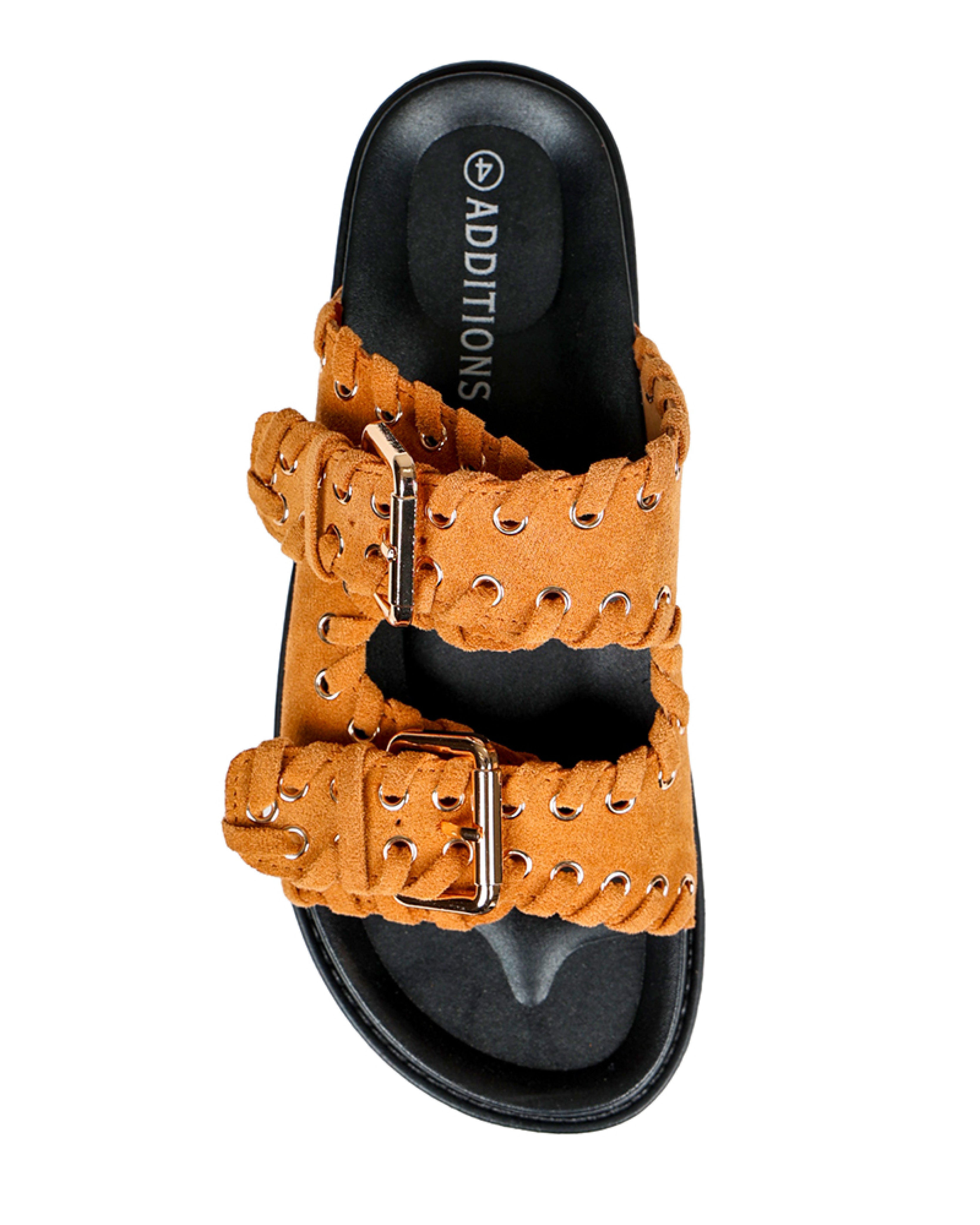 Tan Stitch Detail Chunky Cleated Slide