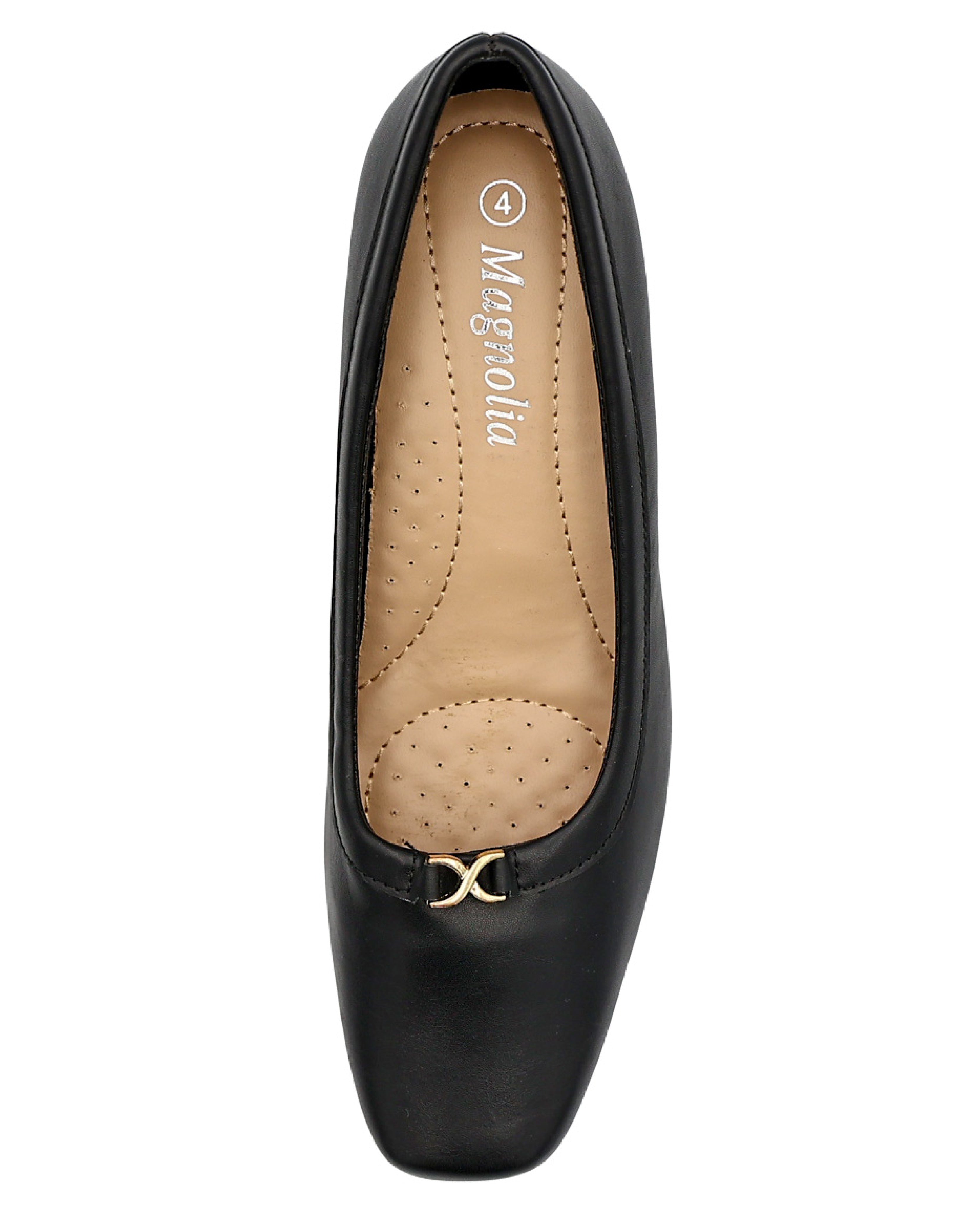 Black PU Embellished Tradition Court Shoes