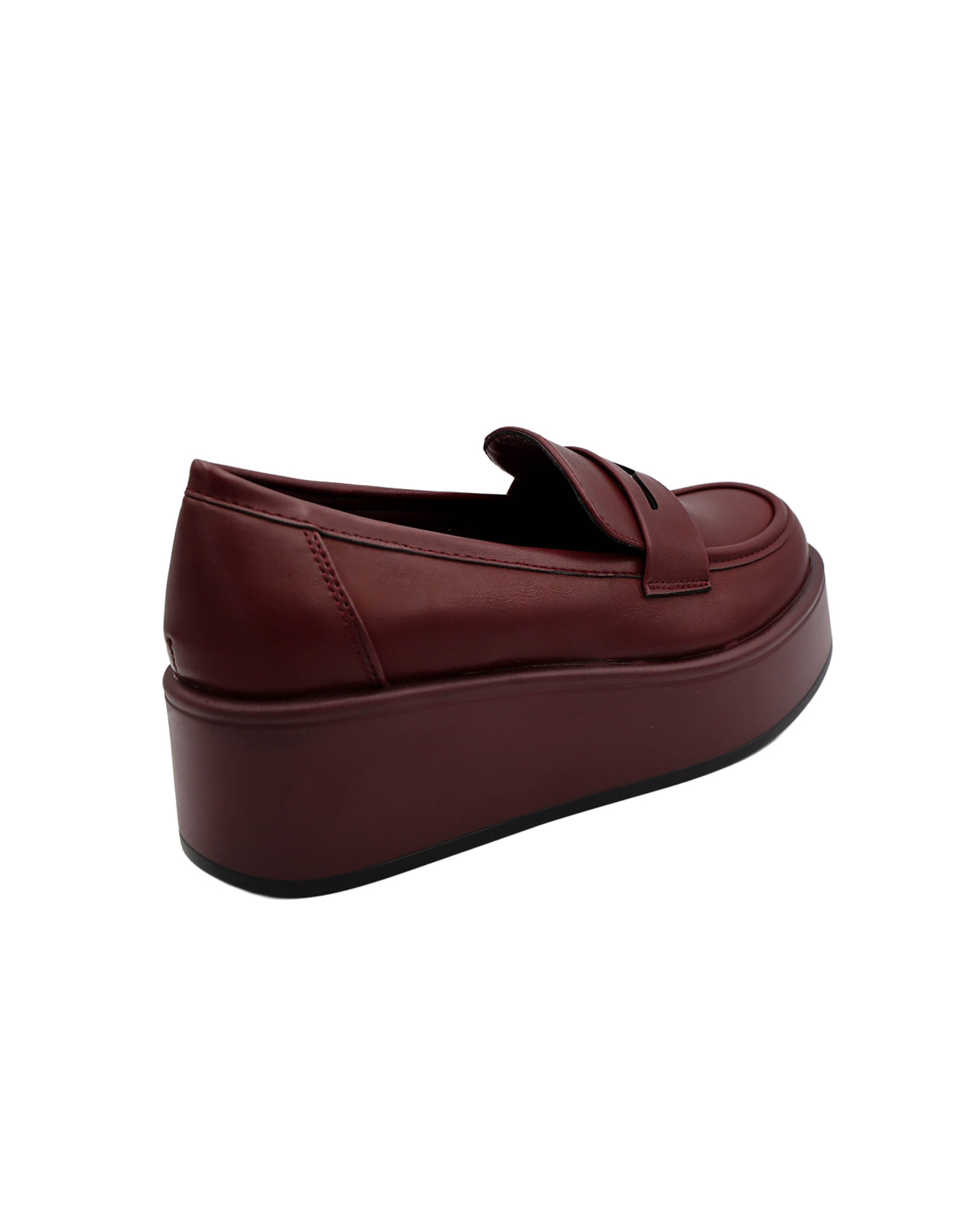 Burgundy Penny Moccasins Platform Boyfriend