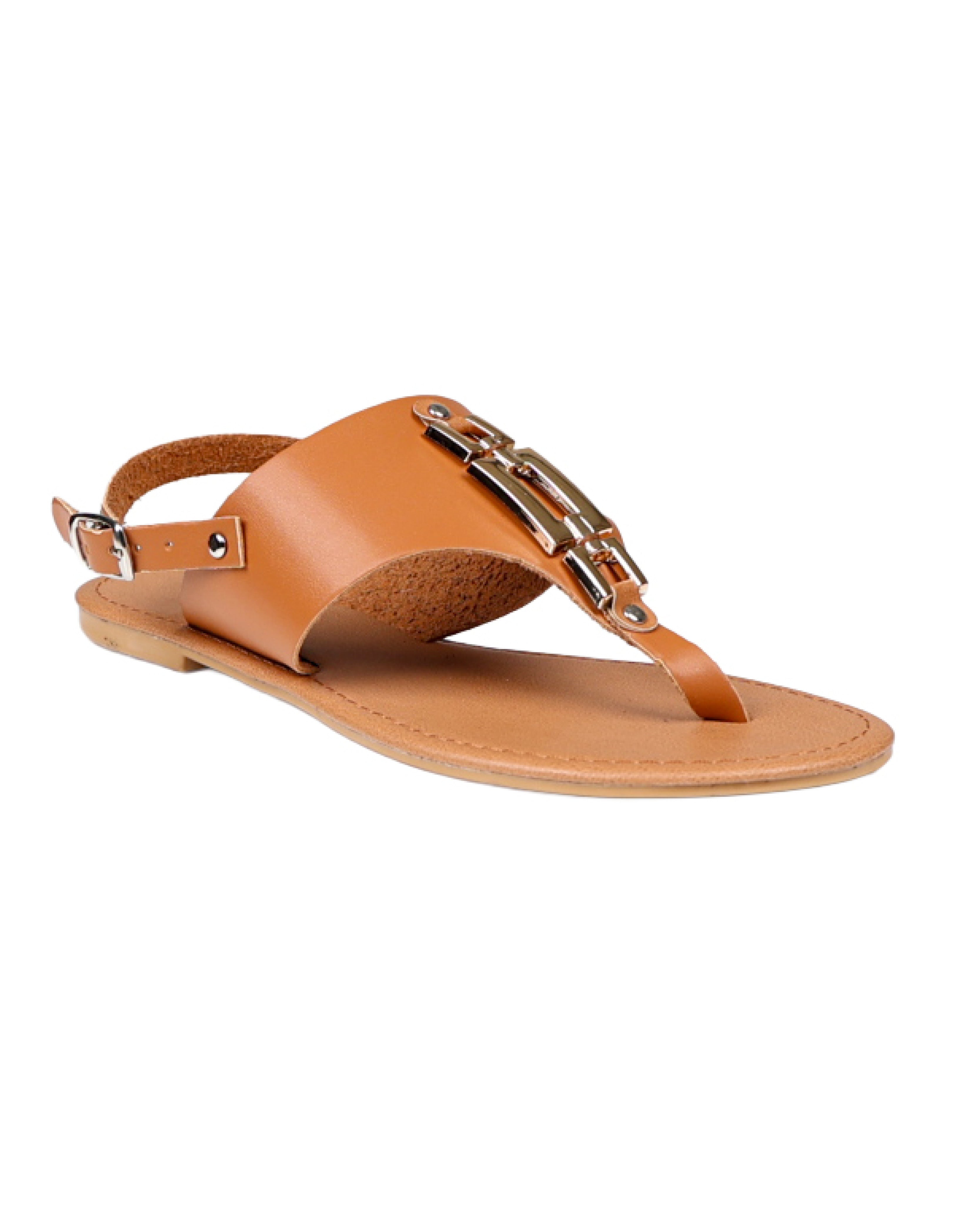 Metal Buckle Embellished Thong Sandals