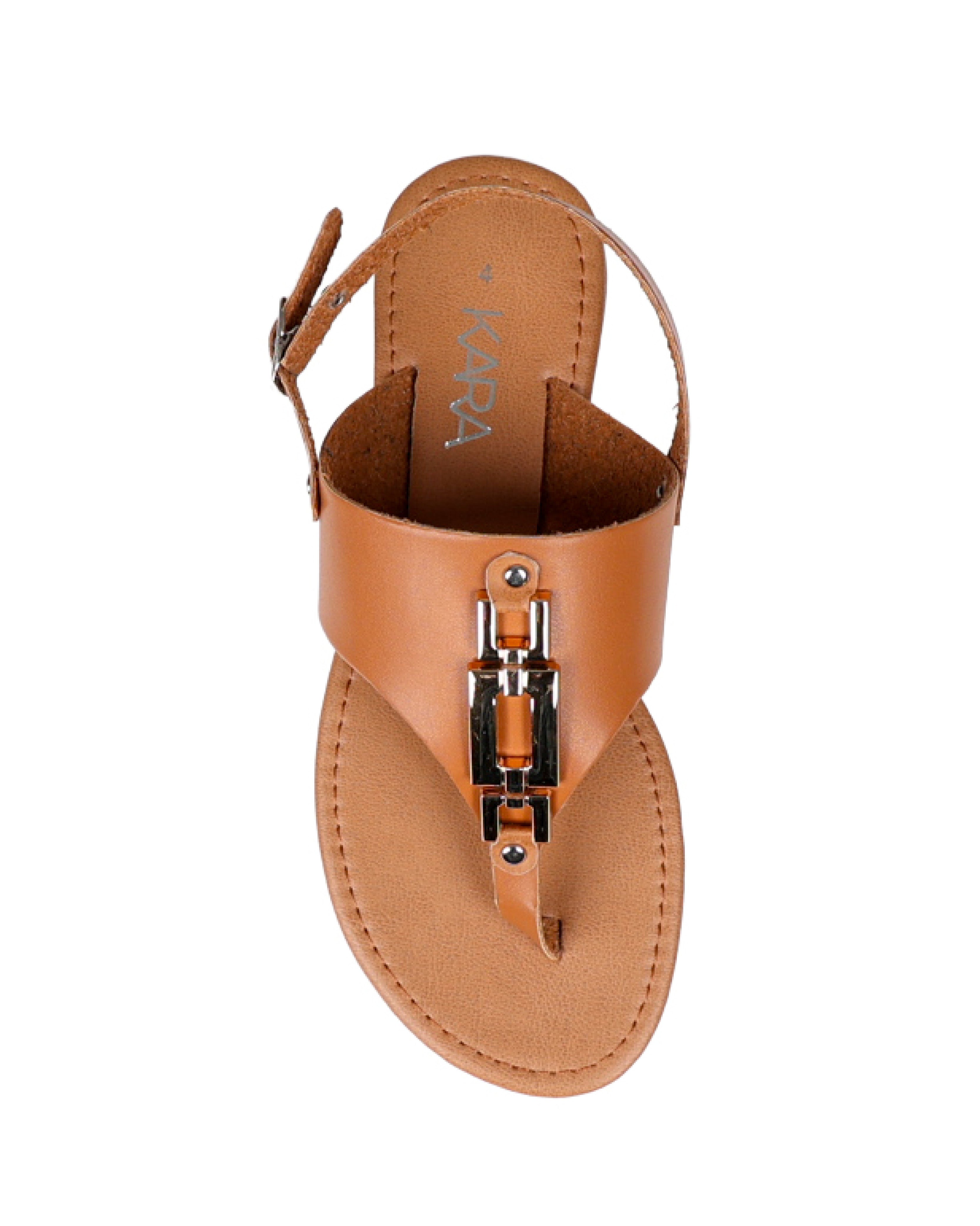 Metal Buckle Embellished Thong Sandals