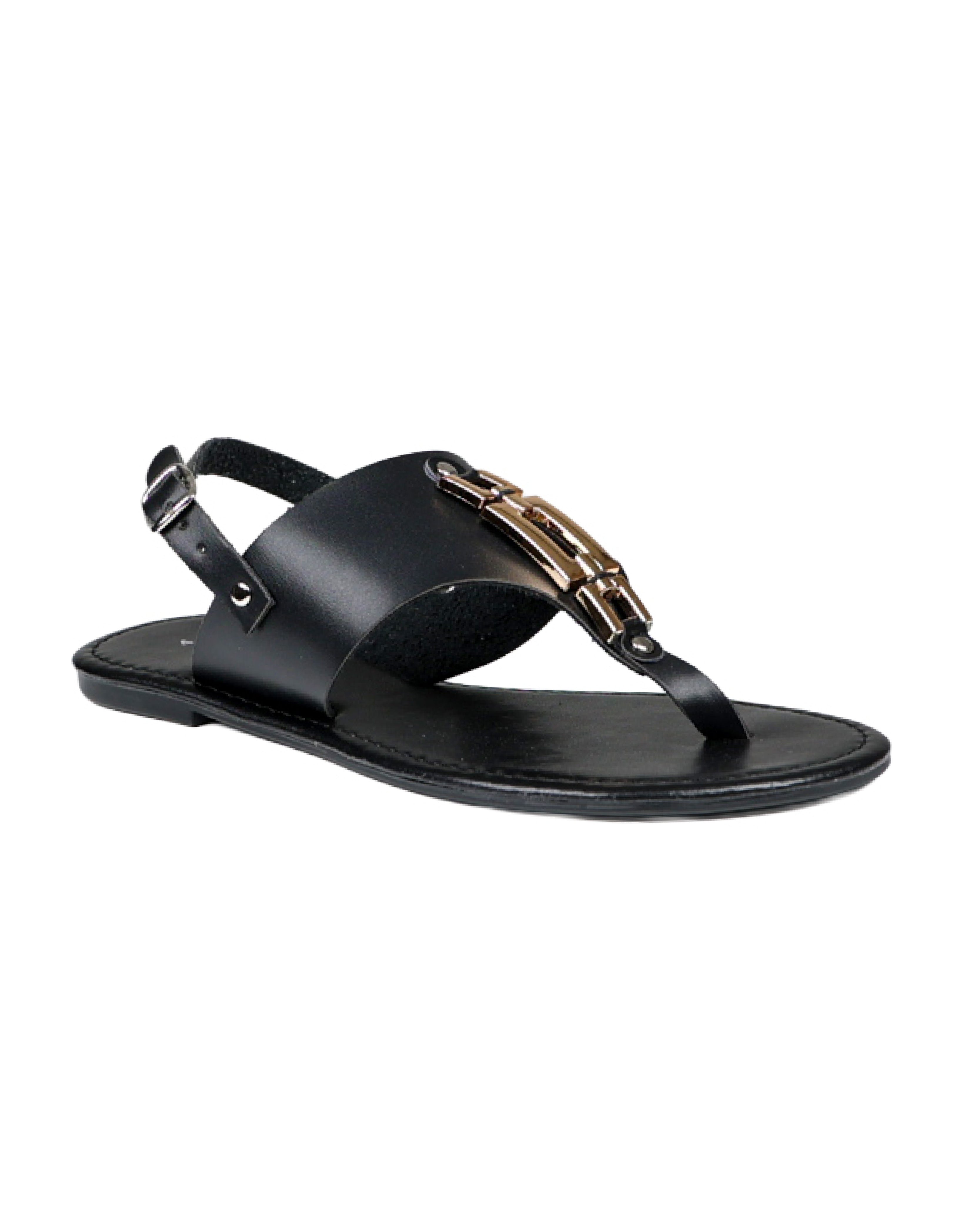 Metal Buckle Embellished Thong Sandals